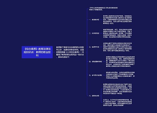 《综合素质》教育法律法规知识点：教师的职业权利