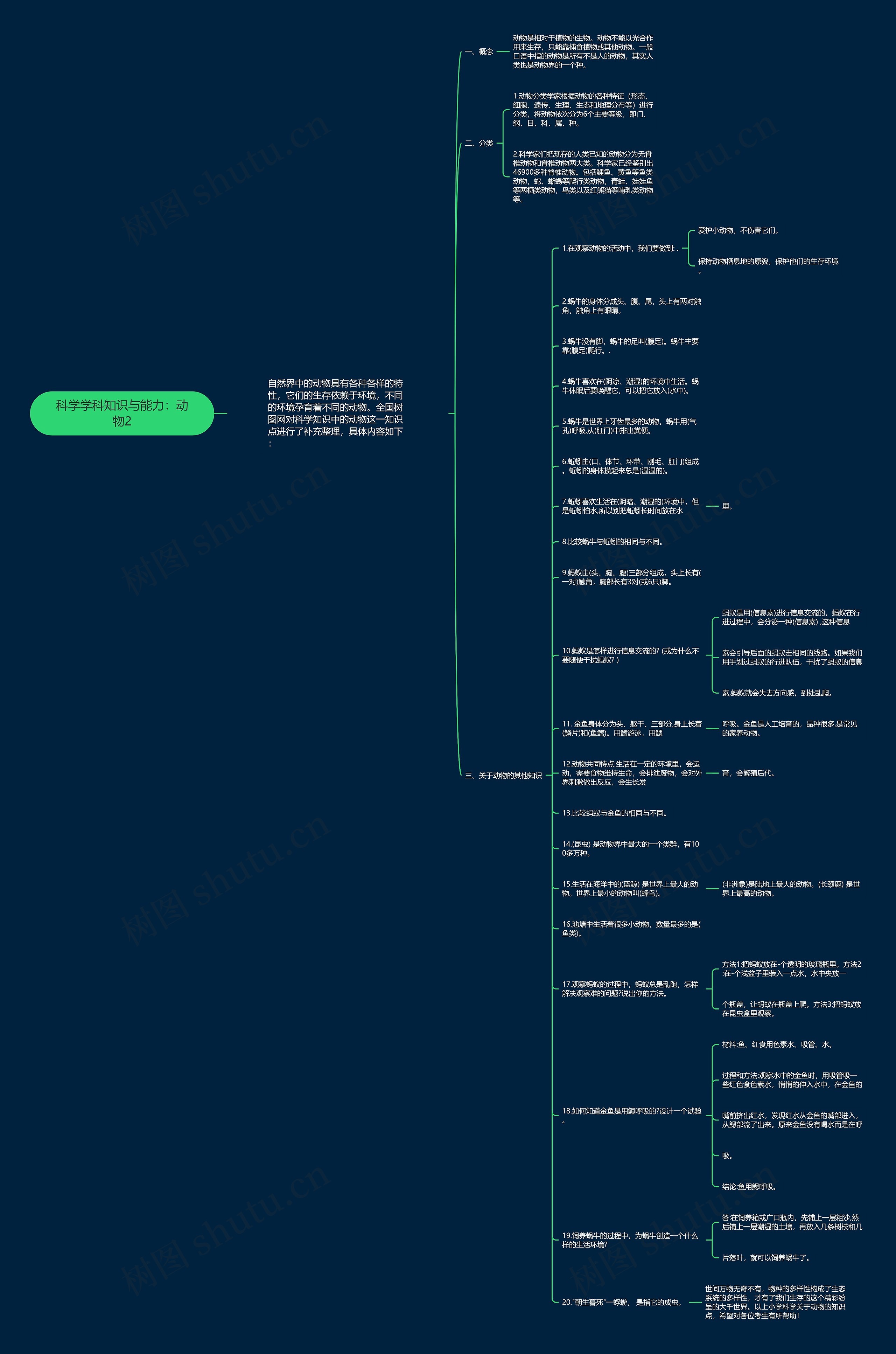 科学学科知识与能力：动物2思维导图