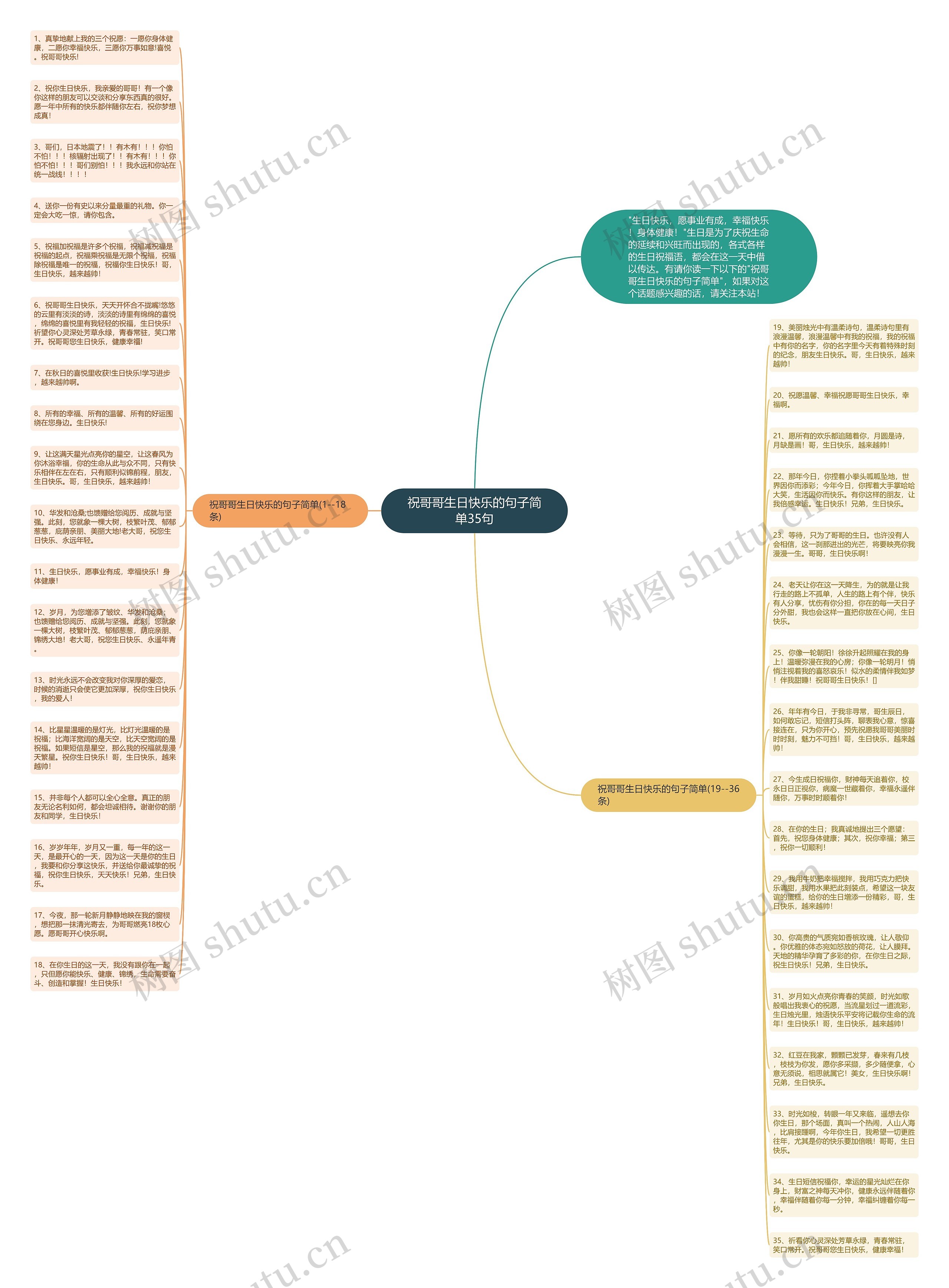 祝哥哥生日快乐的句子简单35句思维导图