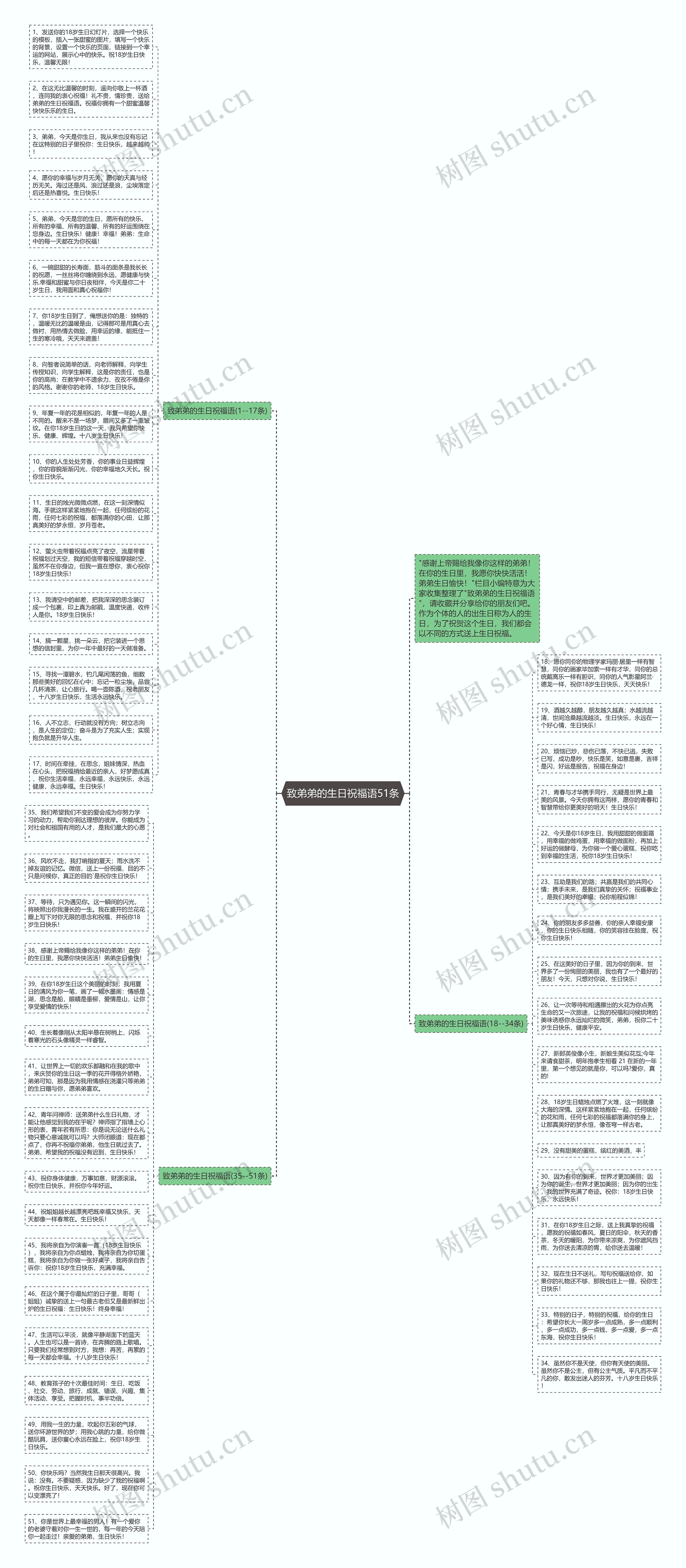 致弟弟的生日祝福语51条思维导图