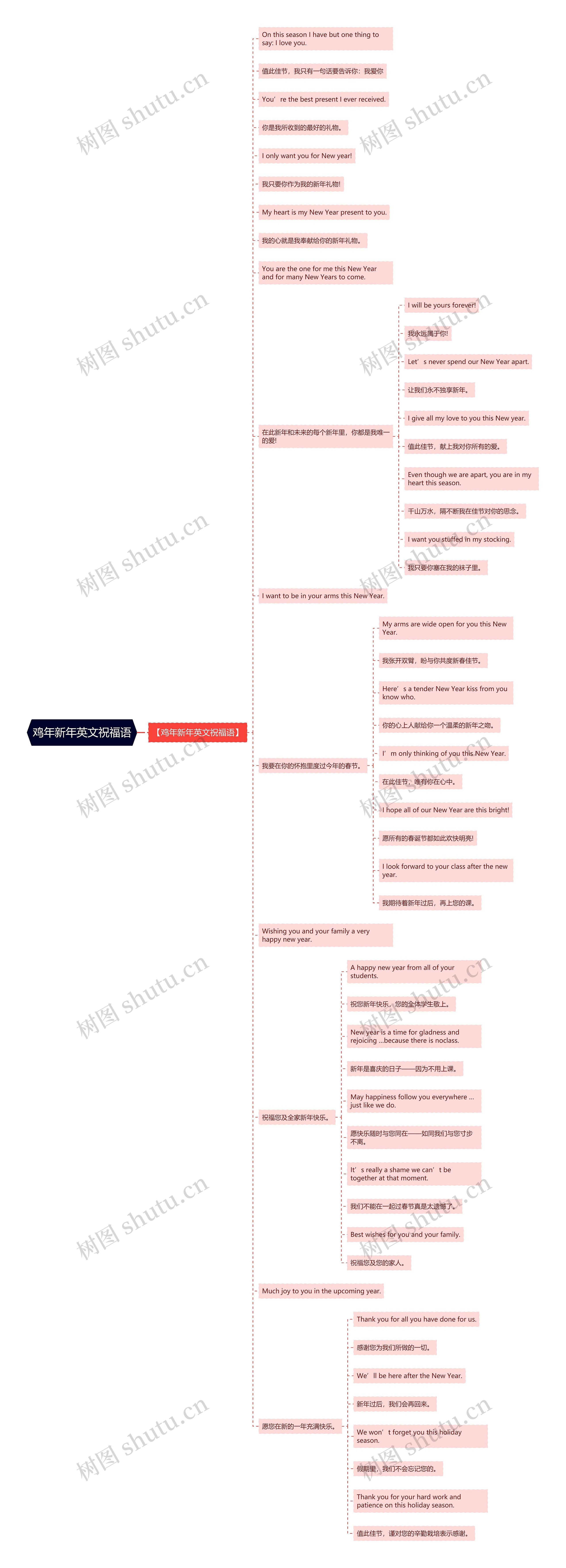 鸡年新年英文祝福语思维导图