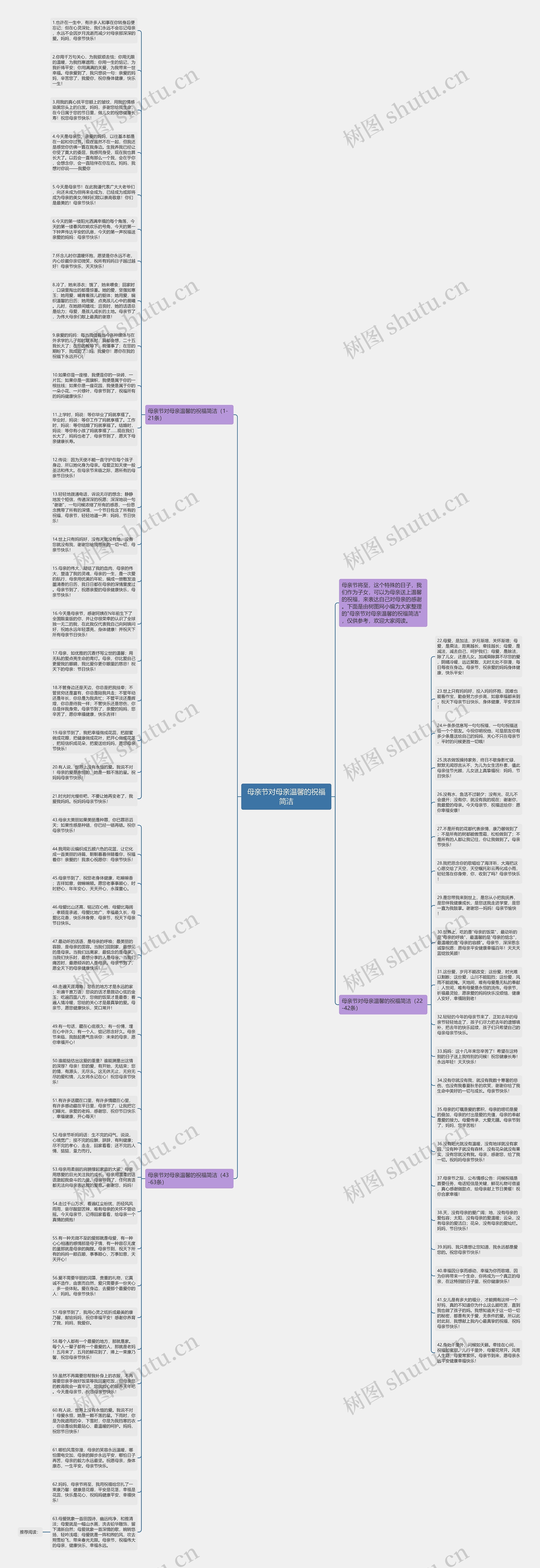母亲节对母亲温馨的祝福简洁思维导图