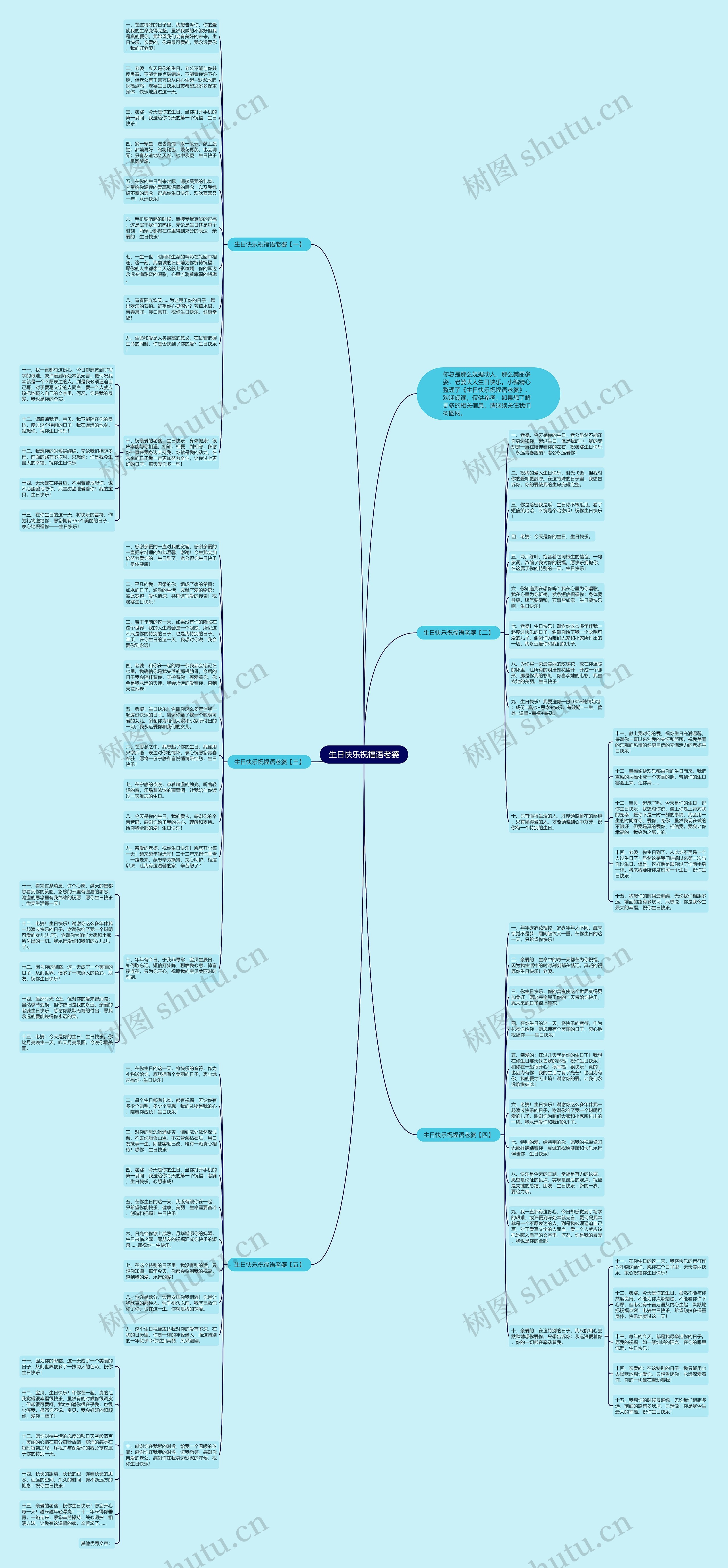 生日快乐祝福语老婆思维导图