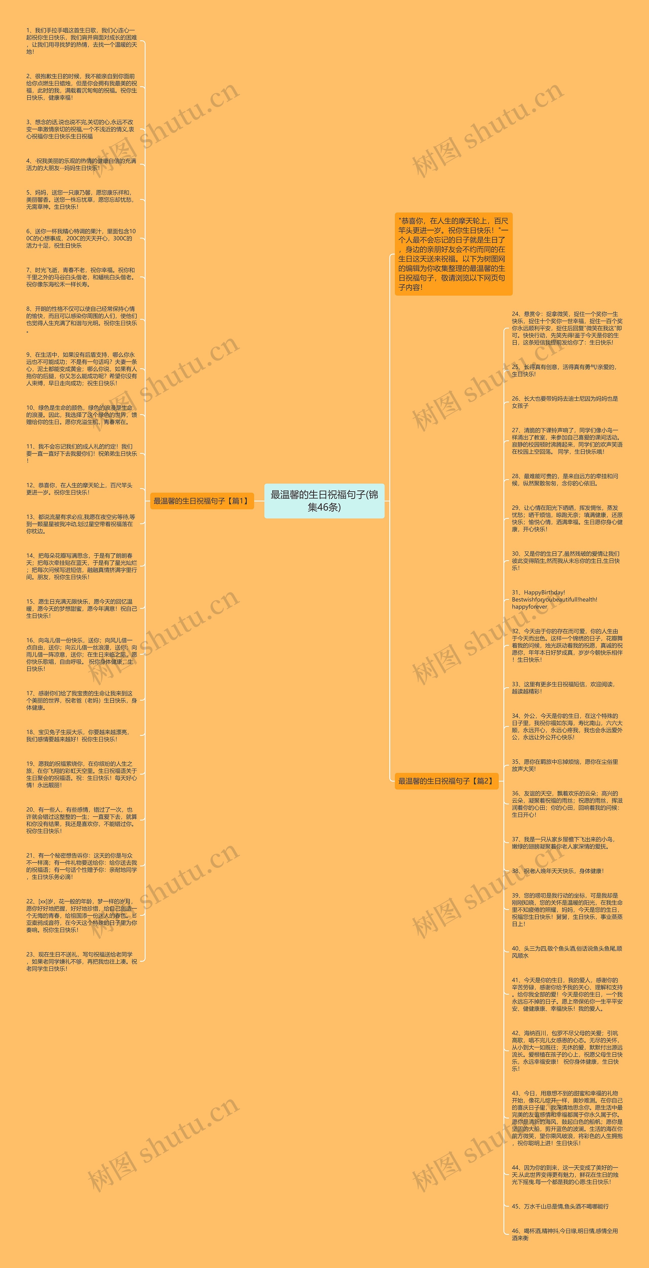 最温馨的生日祝福句子(锦集46条)思维导图