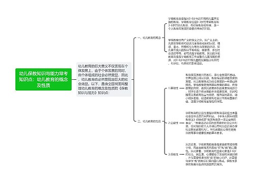 幼儿保教知识与能力常考知识点：幼儿教育的概念及性质