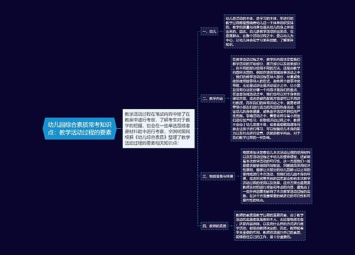 幼儿园综合素质常考知识点：教学活动过程的要素