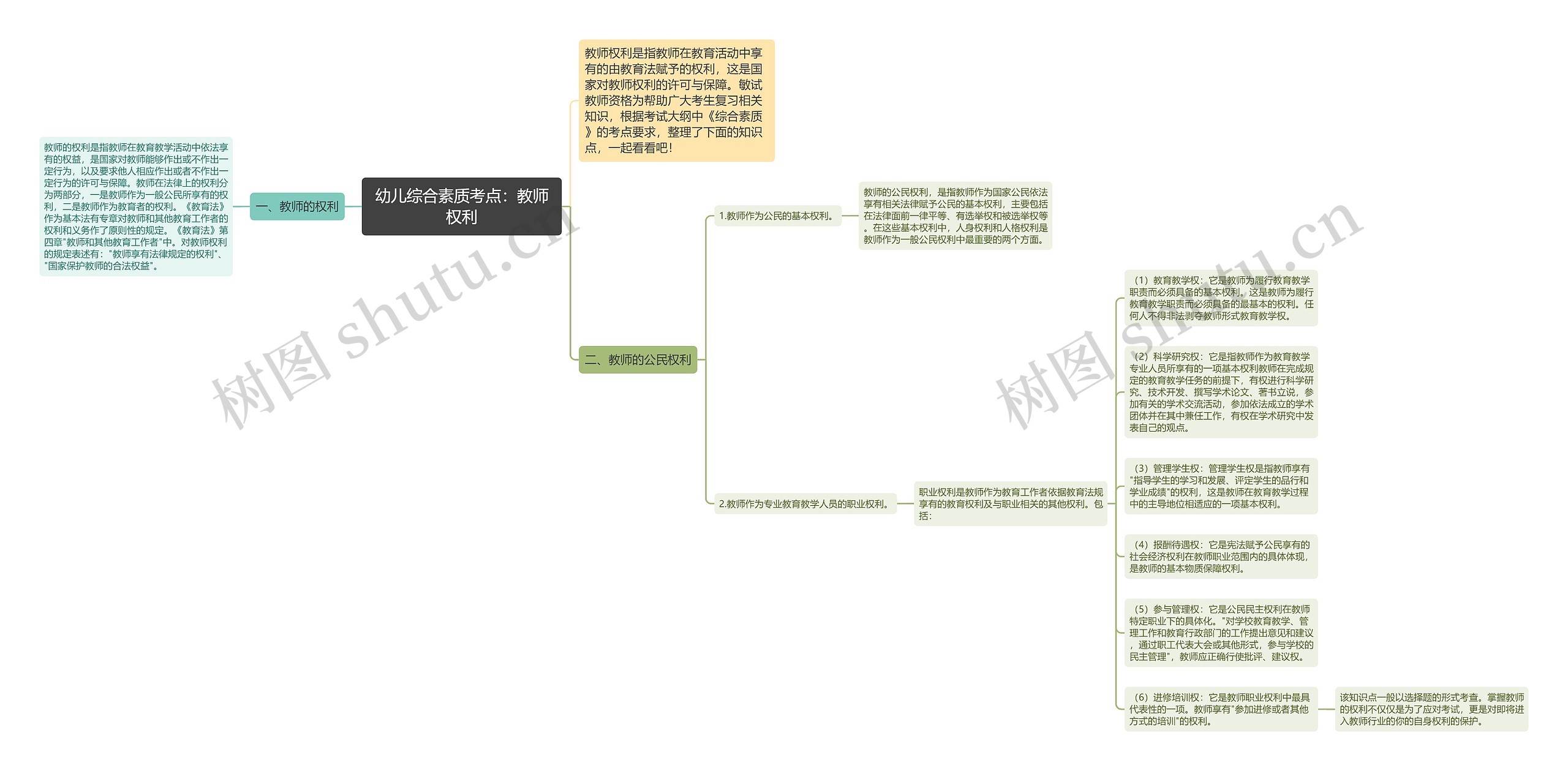 幼儿综合素质考点：教师权利思维导图