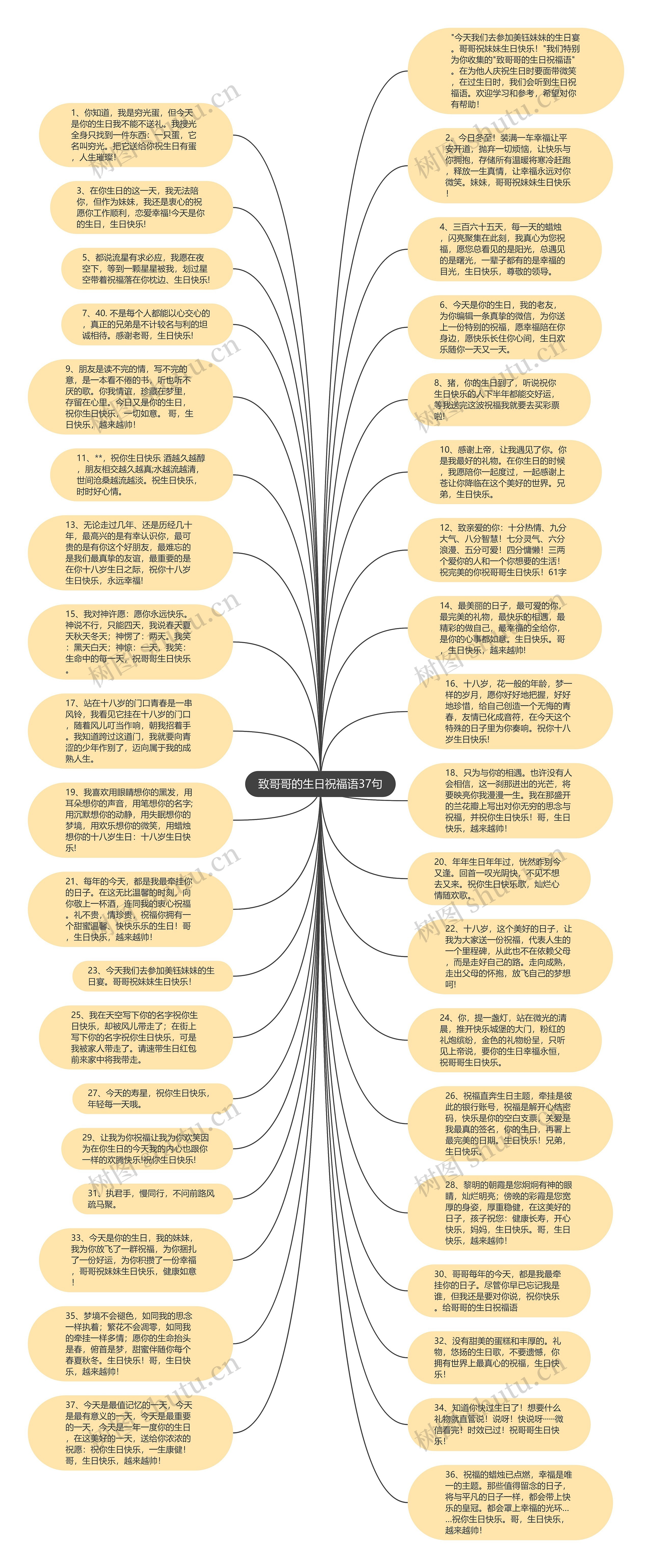 致哥哥的生日祝福语37句思维导图