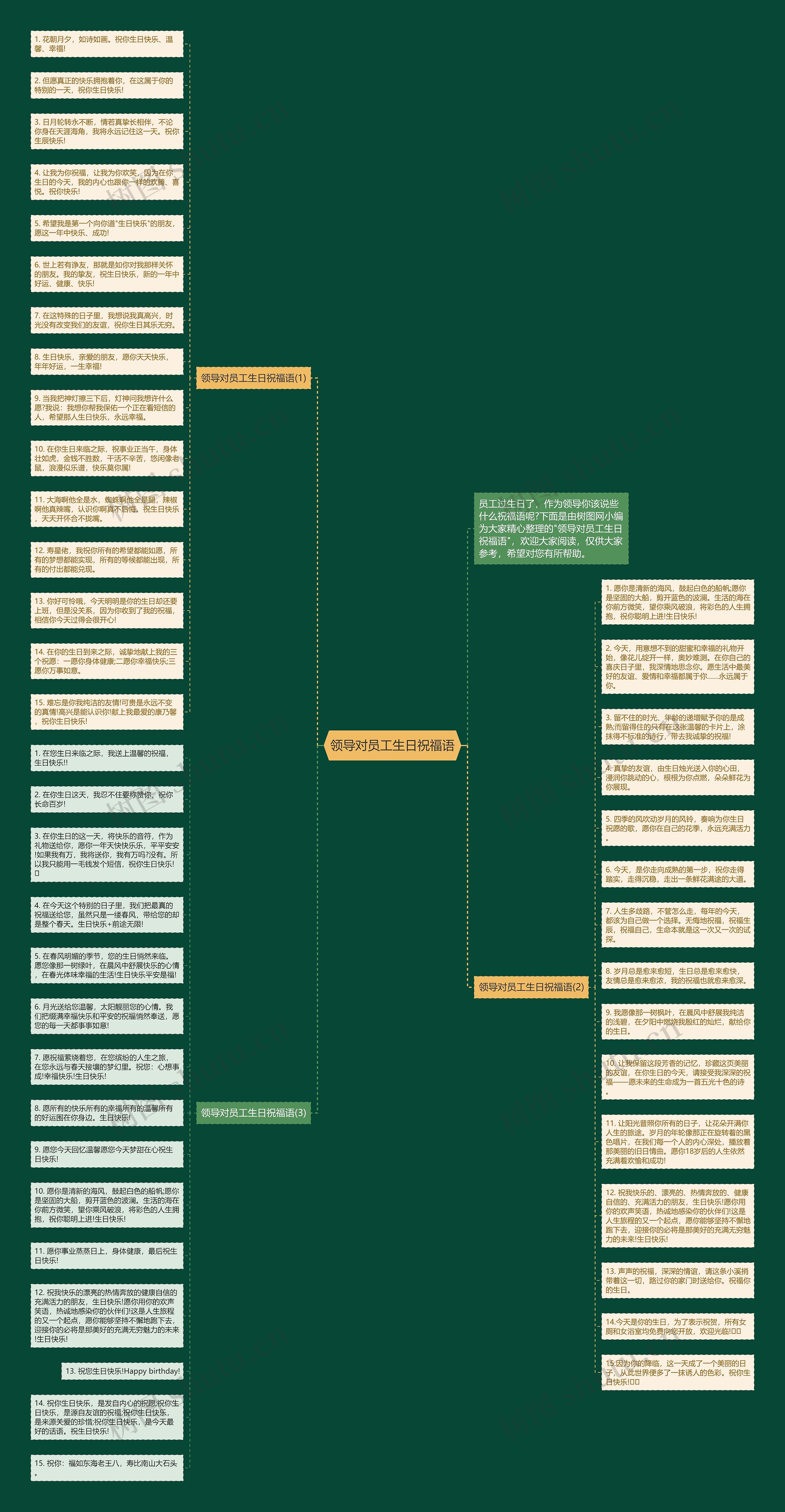 领导对员工生日祝福语思维导图