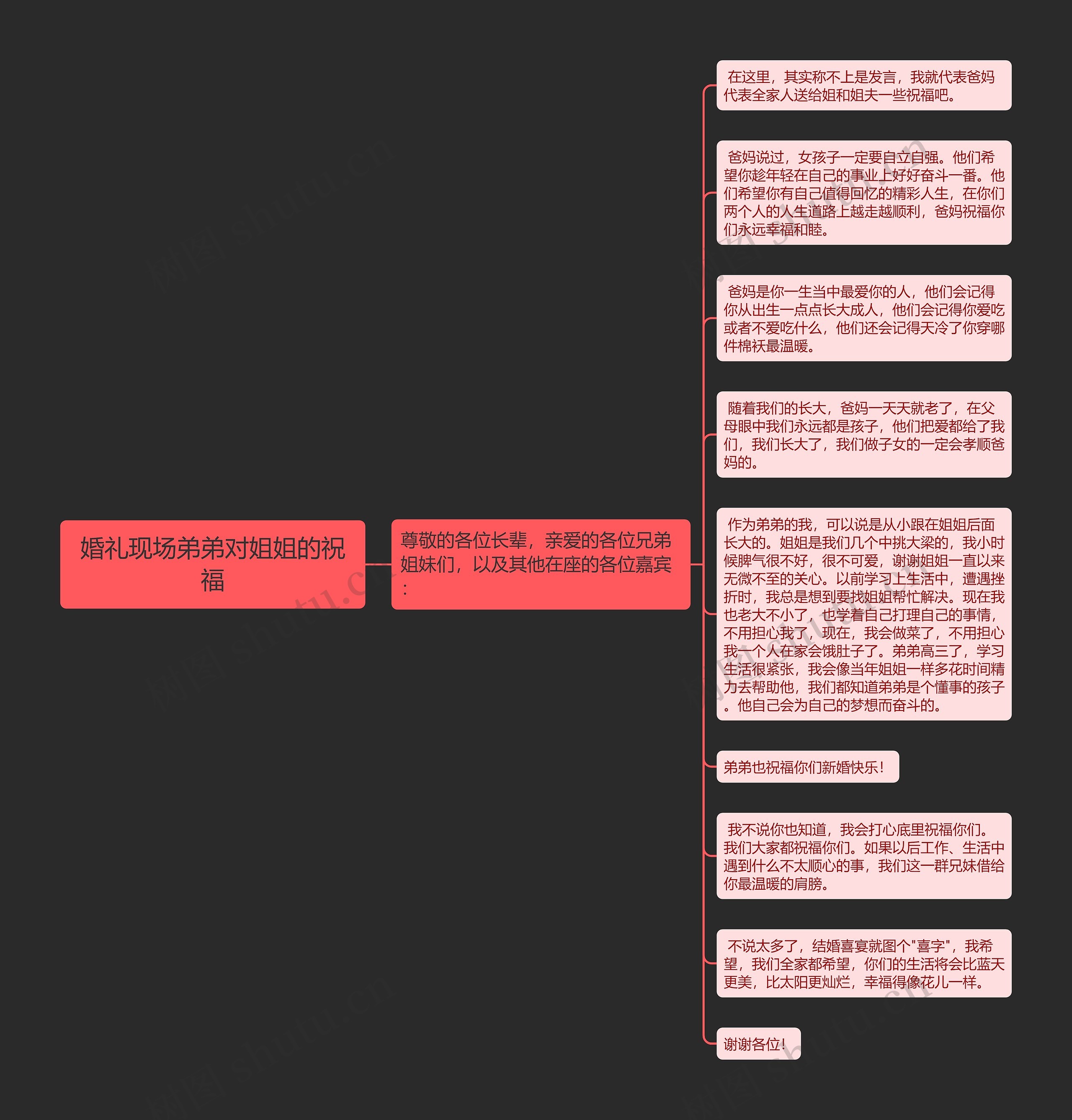 婚礼现场弟弟对姐姐的祝福思维导图