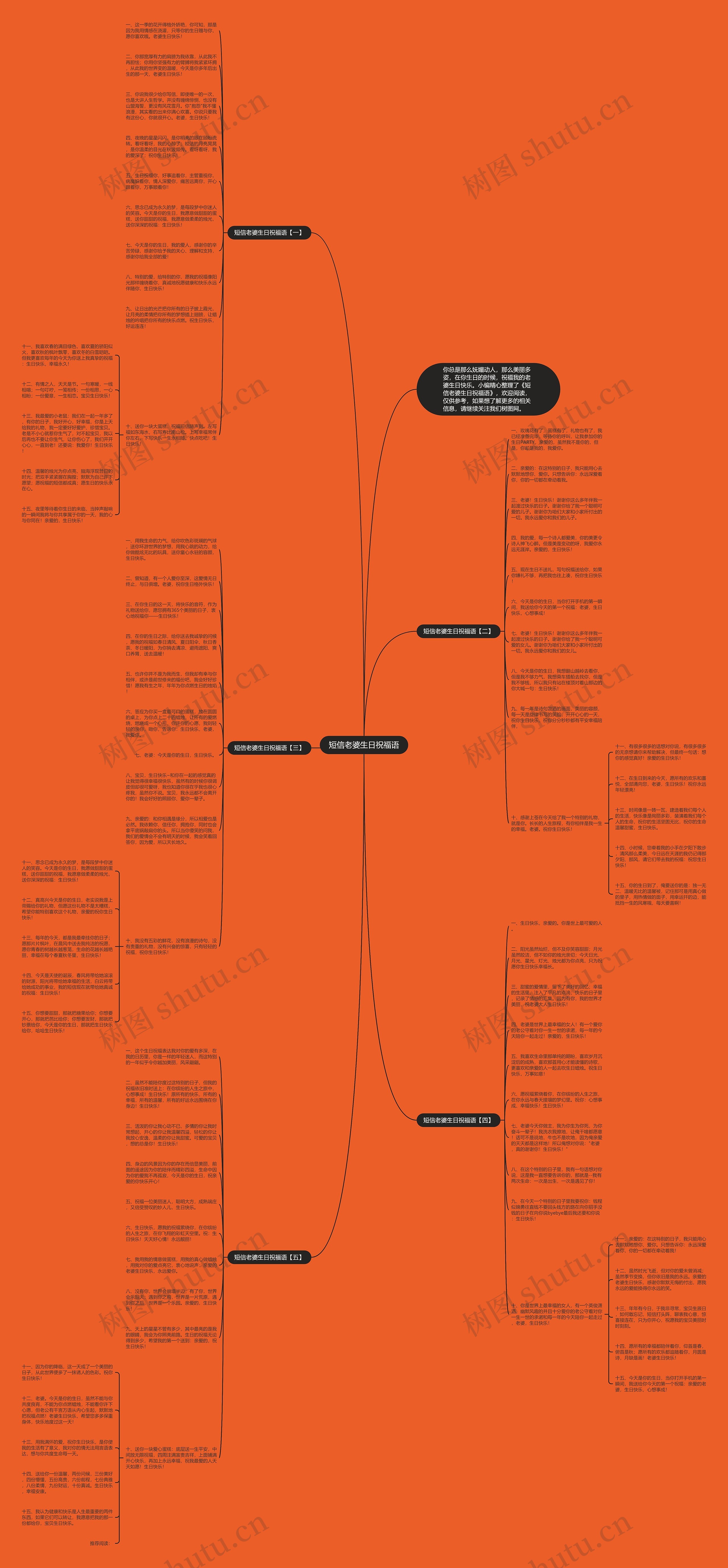 短信老婆生日祝福语思维导图