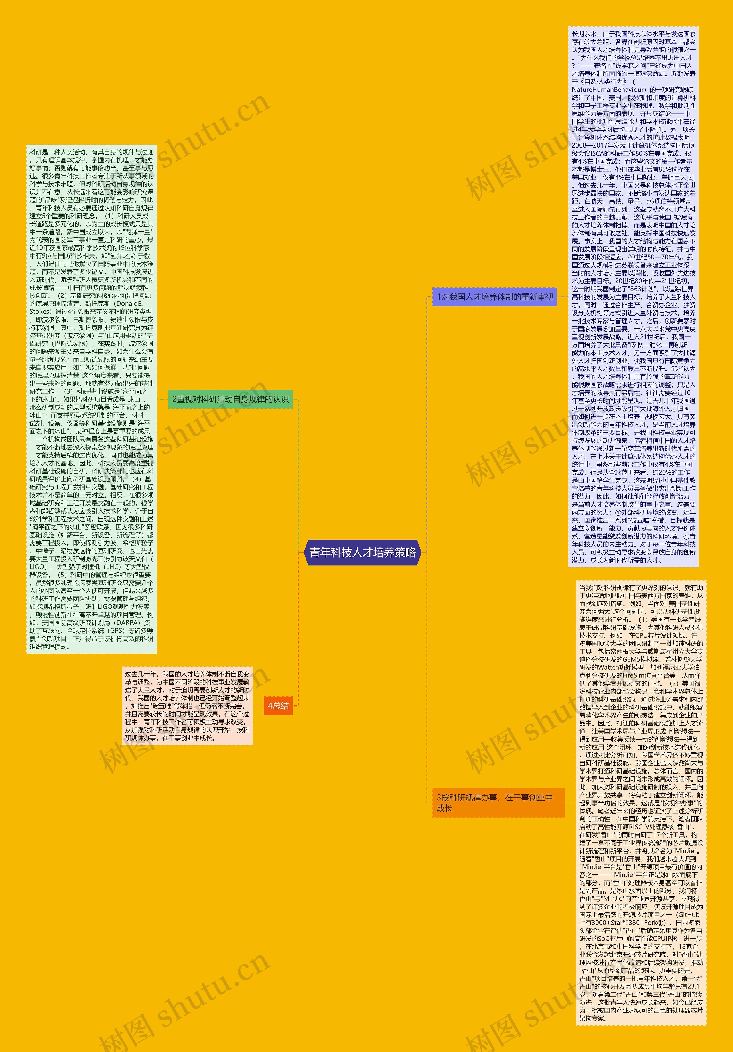 青年科技人才培养策略思维导图