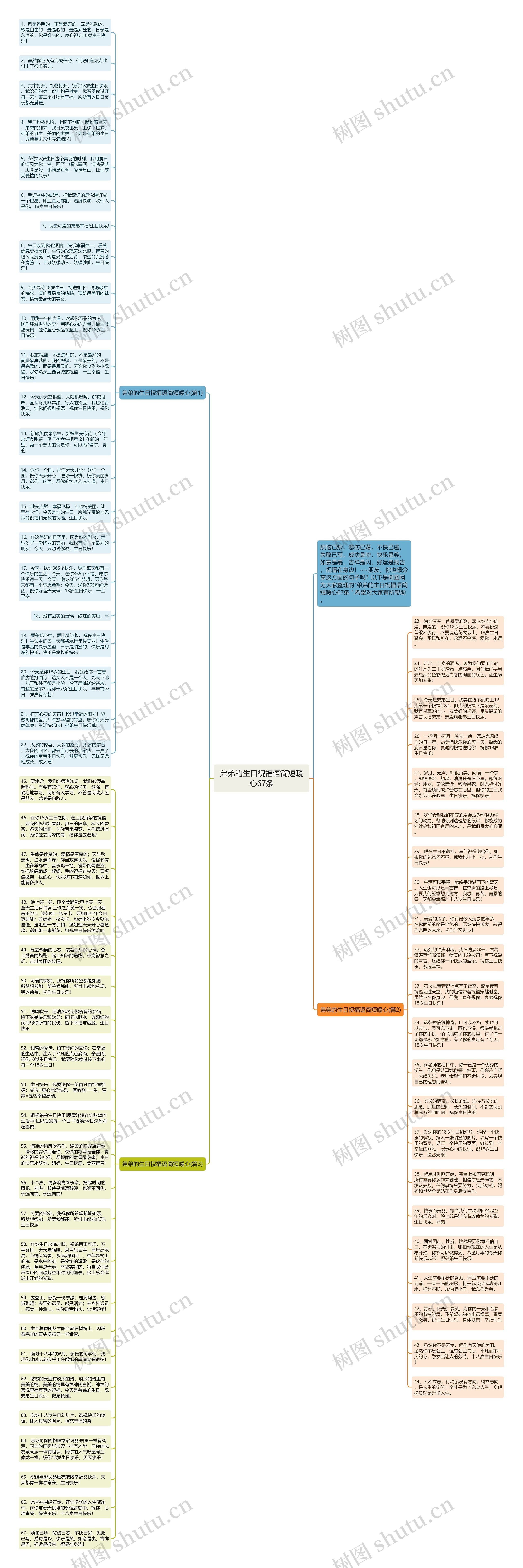 弟弟的生日祝福语简短暖心67条思维导图