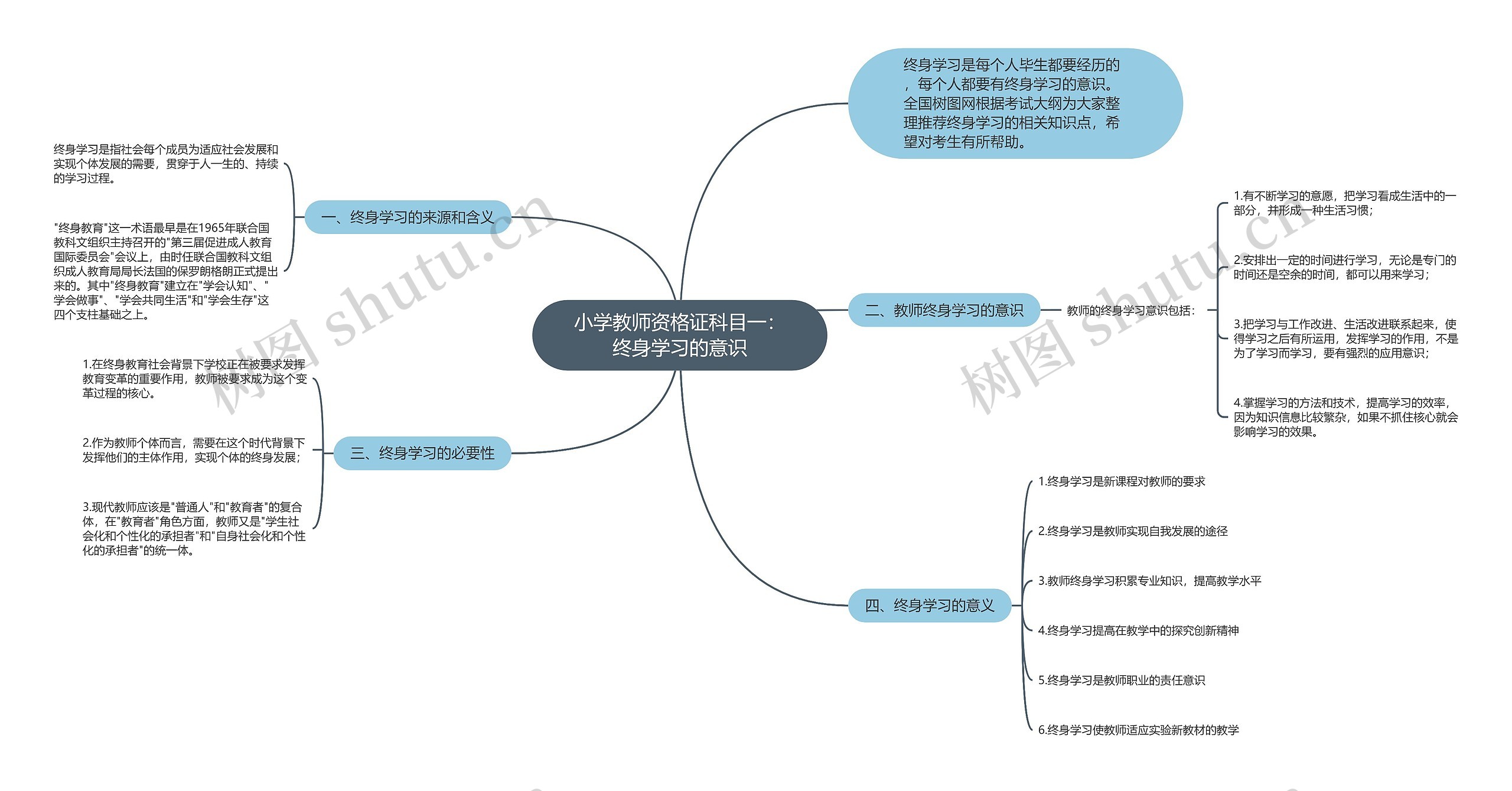 小学教师资格证科目一：终身学习的意识思维导图