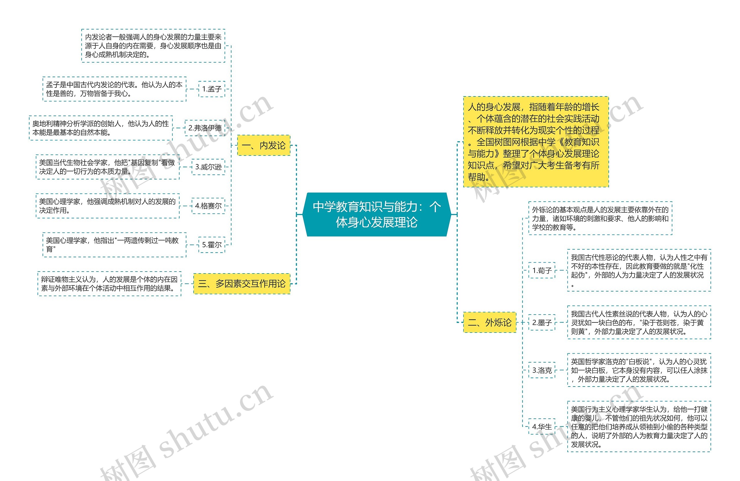 中学教育知识与能力：个体身心发展理论思维导图