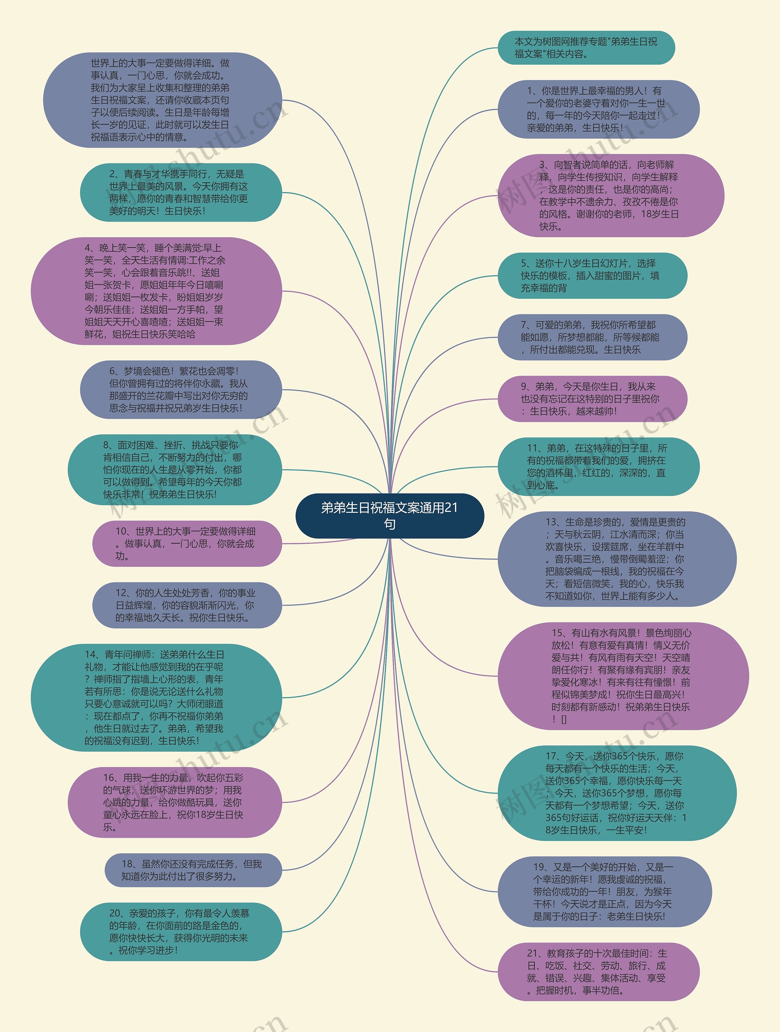 弟弟生日祝福文案通用21句思维导图