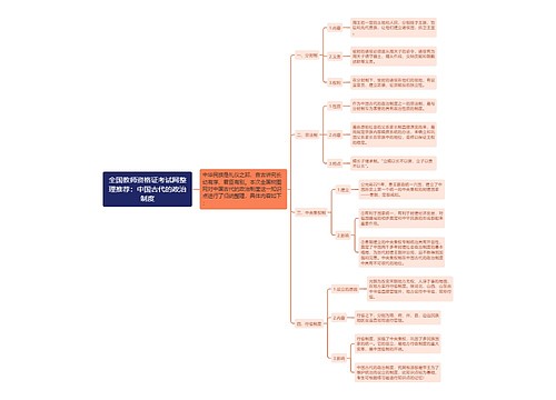 全国教师资格证考试网整理推荐：中国古代的政治制度