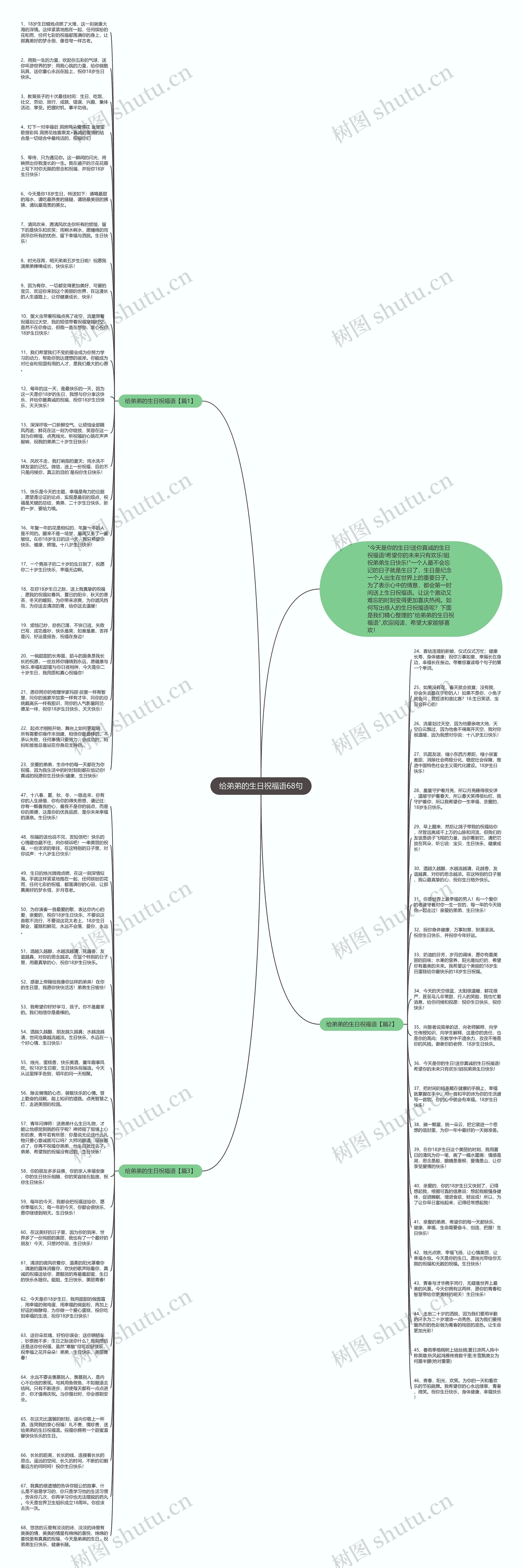 给弟弟的生日祝福语68句思维导图