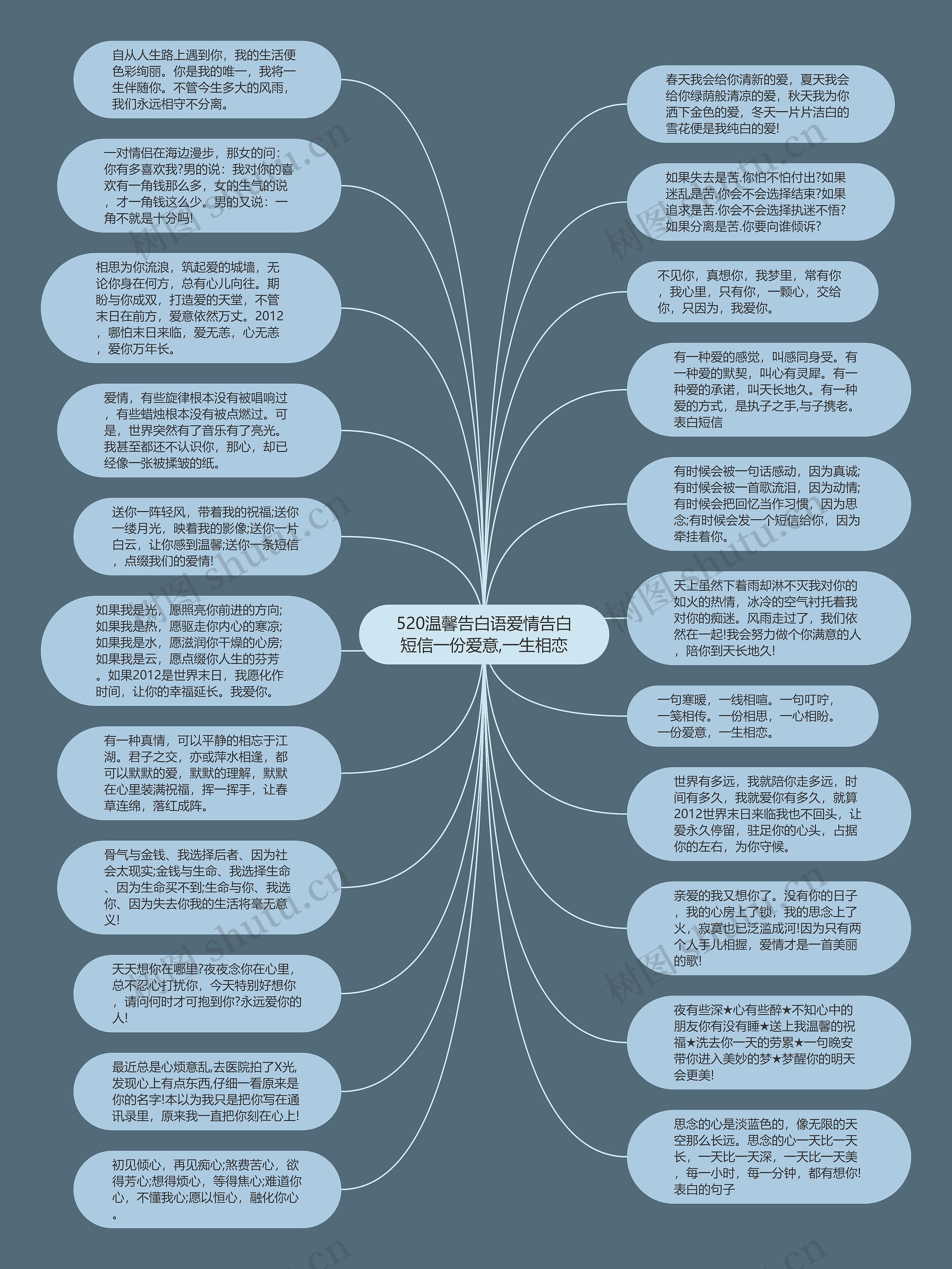 520温馨告白语爱情告白短信一份爱意,一生相恋思维导图