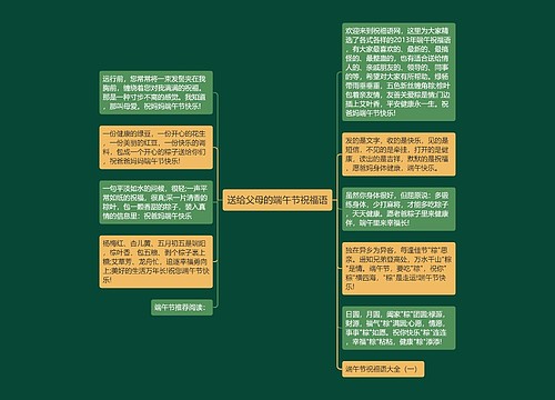 送给父母的端午节祝福语思维导图