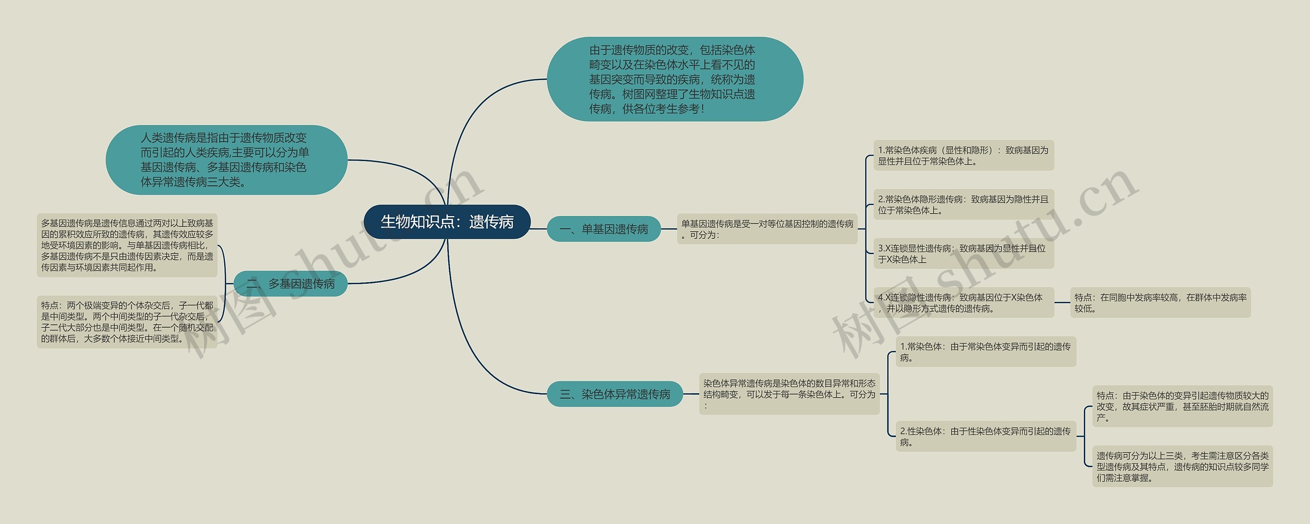 生物知识点：遗传病思维导图