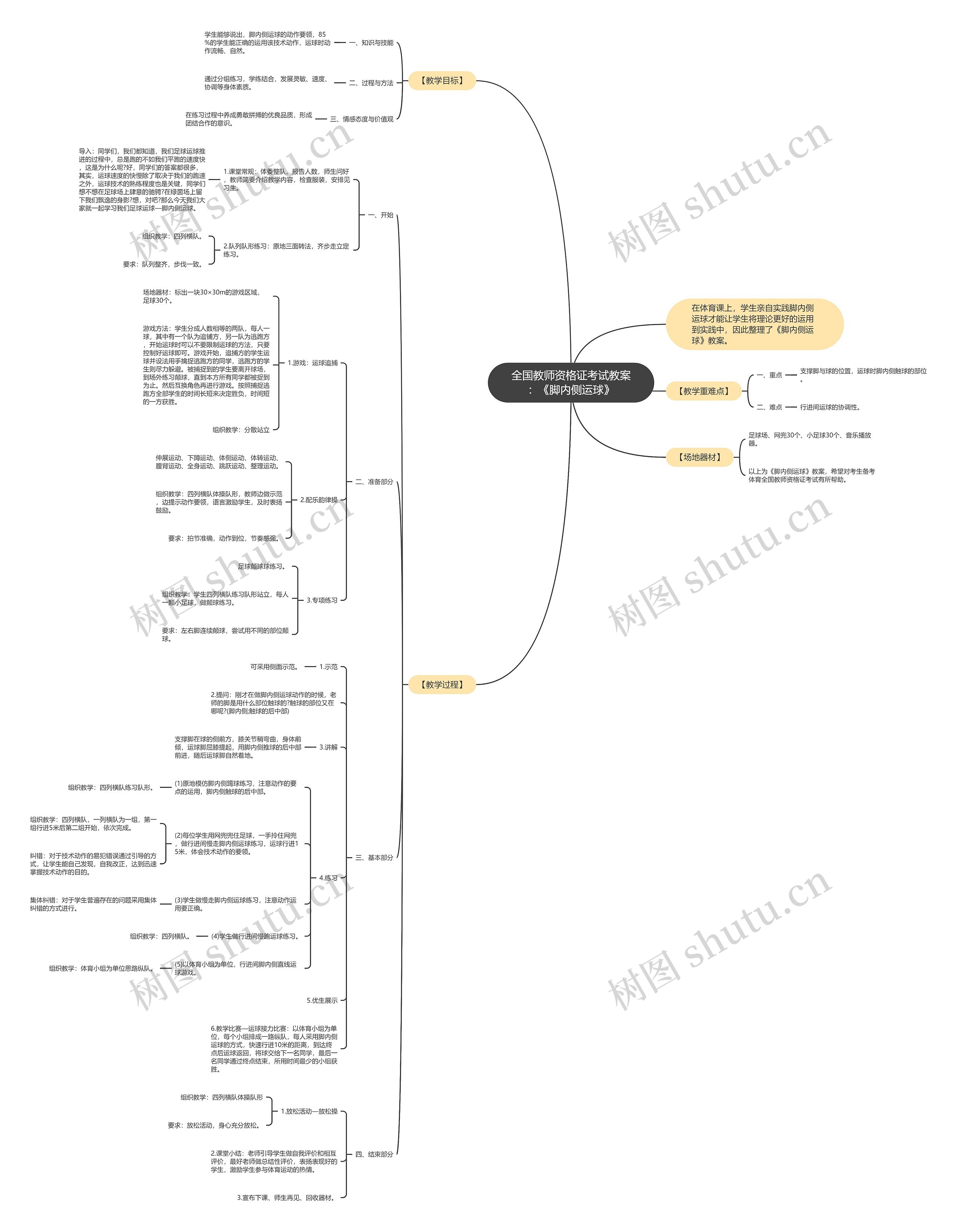 全国教师资格证考试教案：《脚内侧运球》思维导图