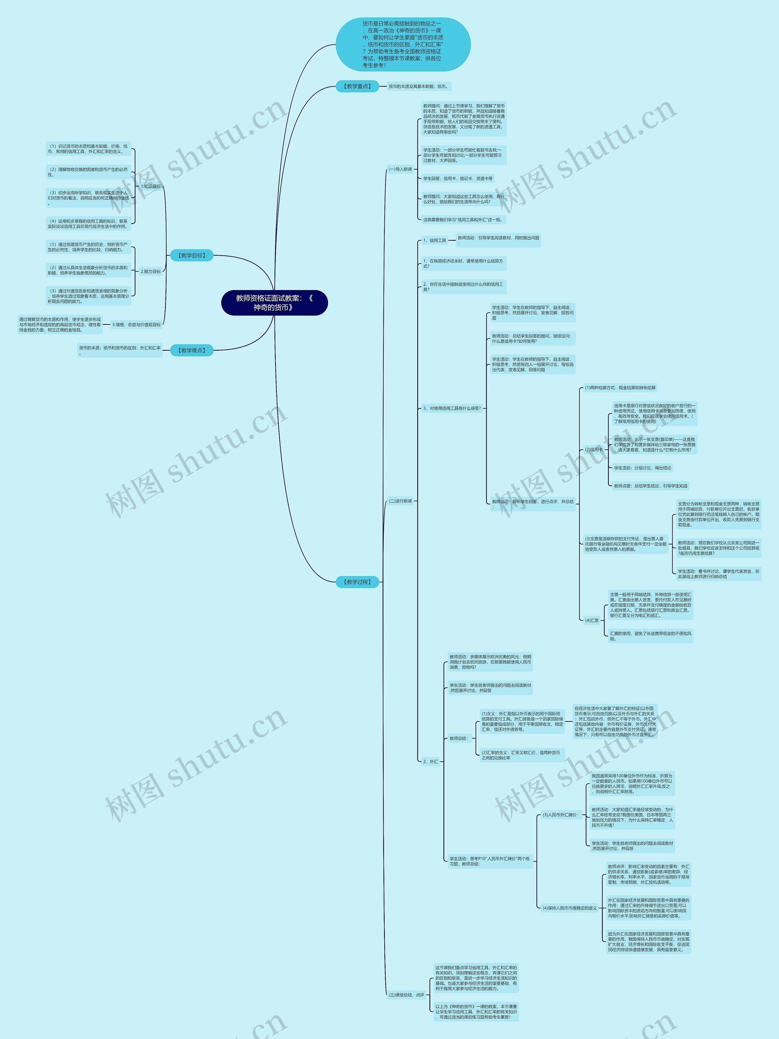 教师资格证面试教案：《神奇的货币》思维导图