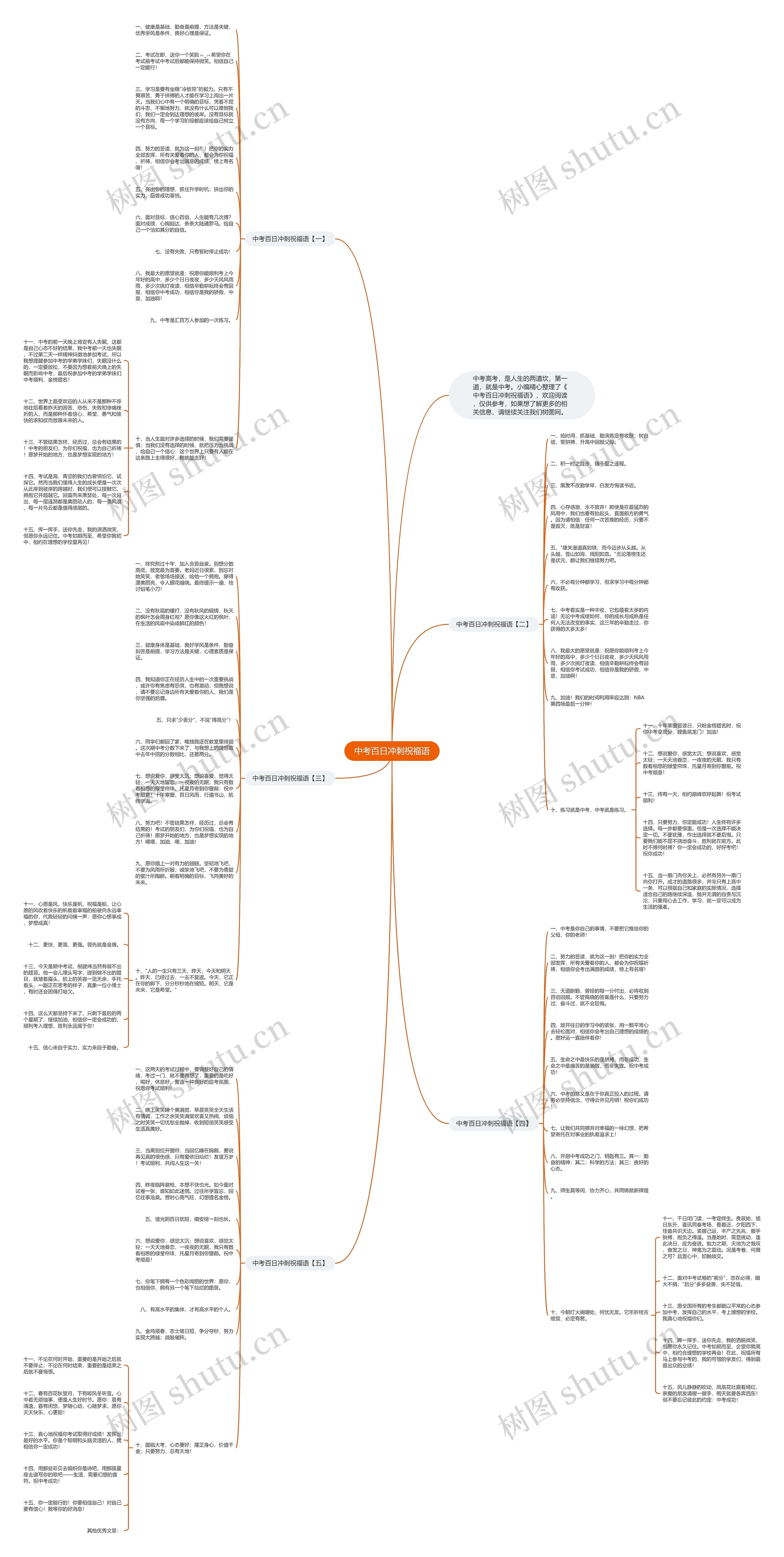 中考百日冲刺祝福语思维导图