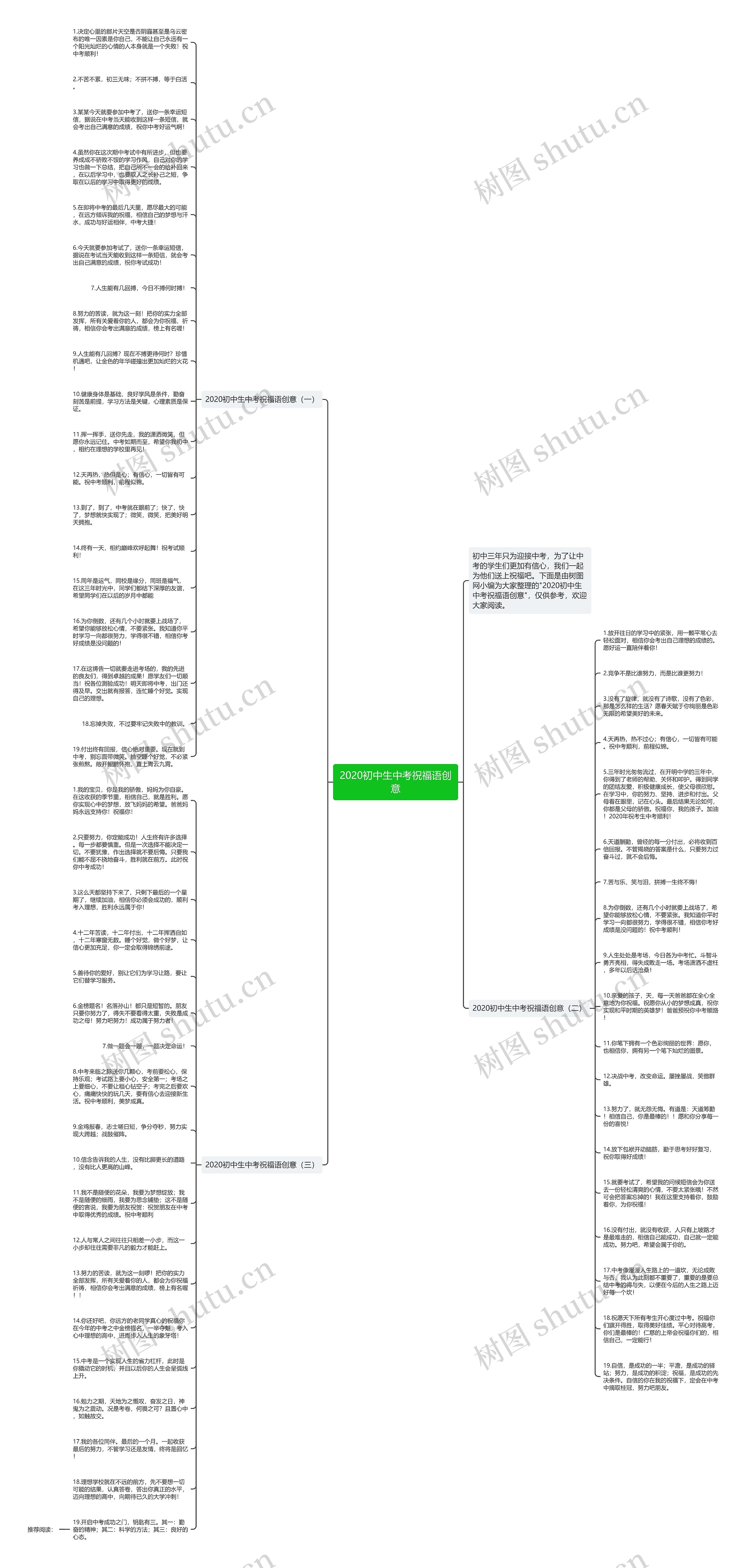2020初中生中考祝福语创意思维导图