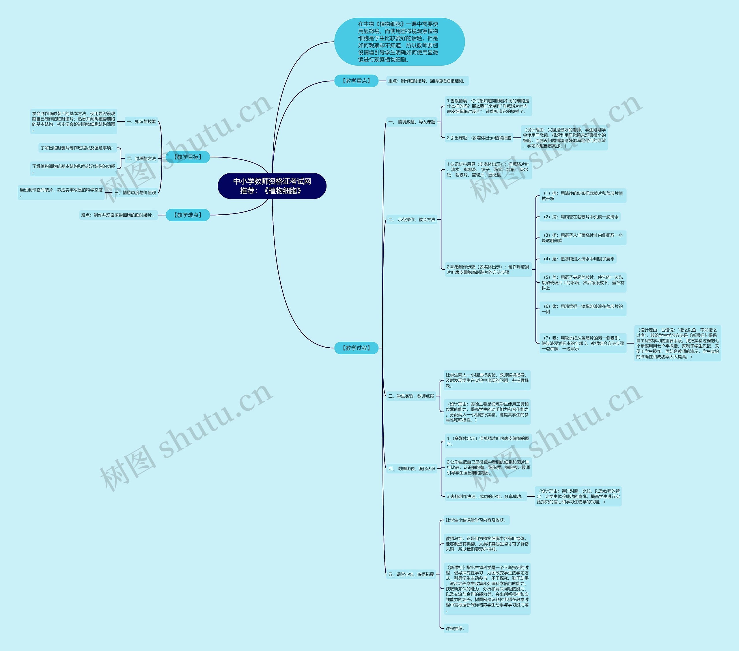 中小学教师资格证考试网推荐：《植物细胞》思维导图