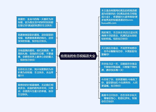 给男友的生日祝福语大全思维导图