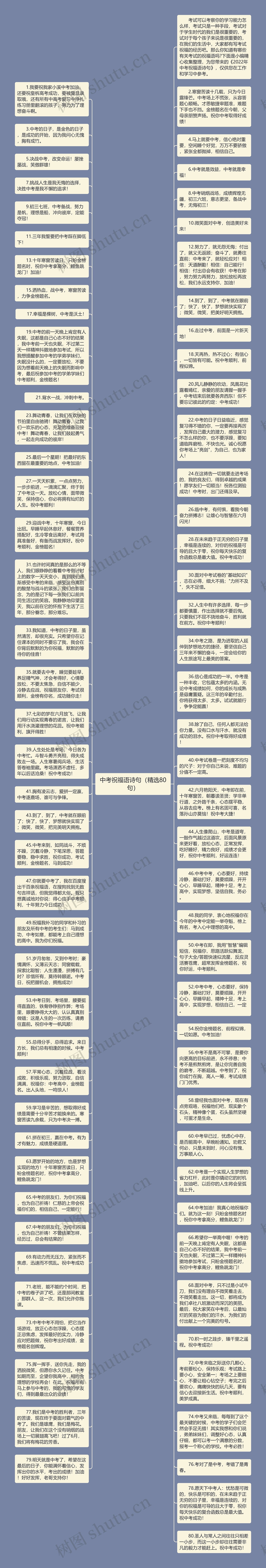 中考祝福语诗句（精选80句）思维导图