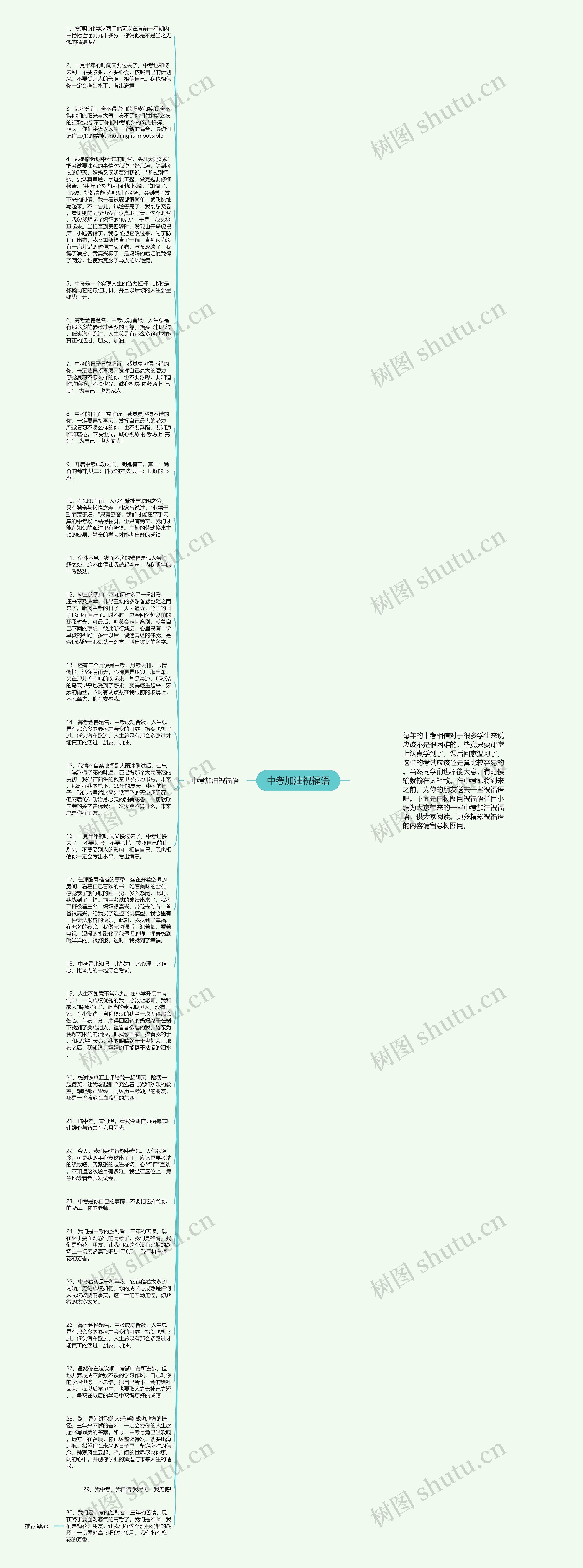 中考加油祝福语思维导图