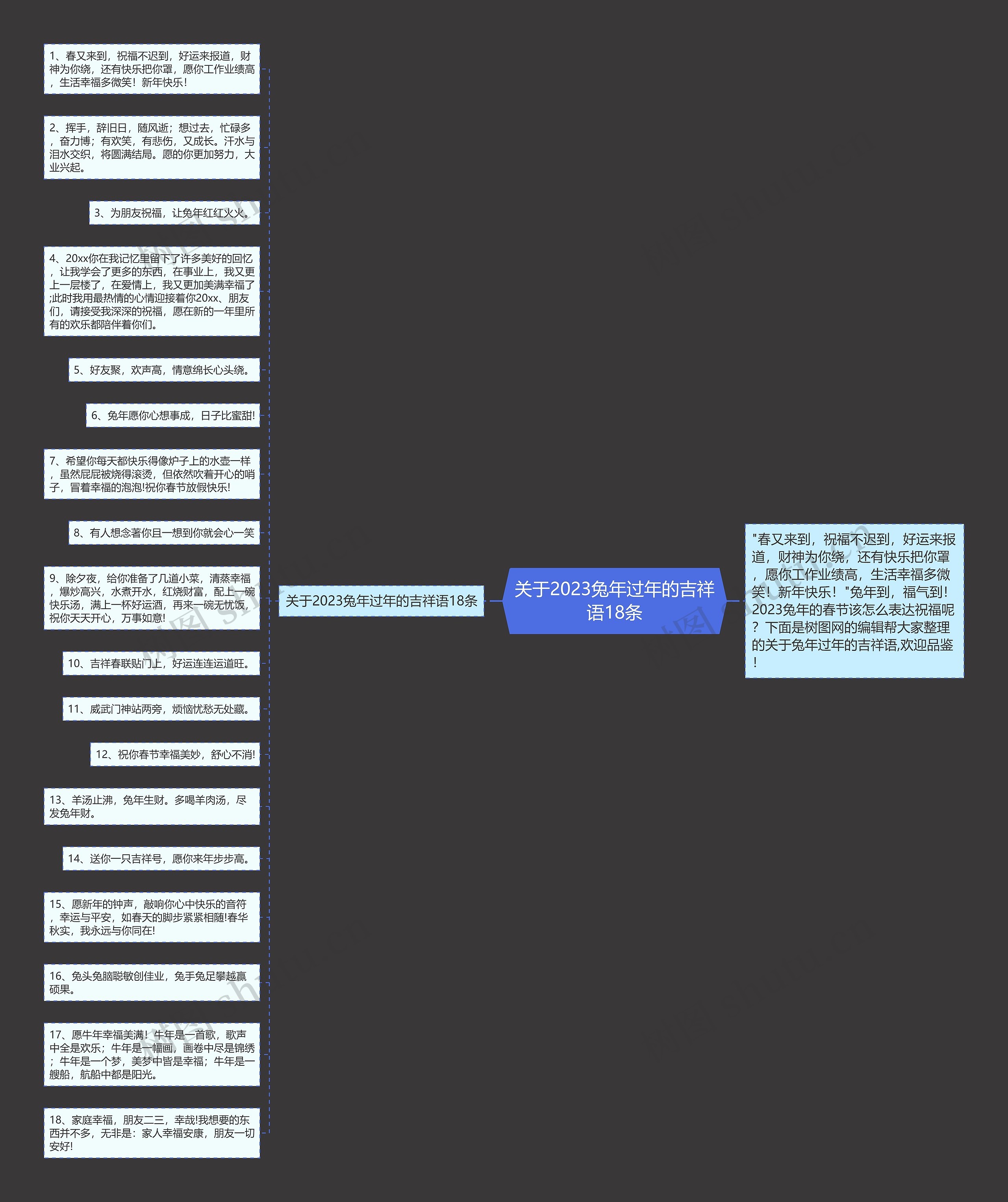 关于2023兔年过年的吉祥语18条思维导图