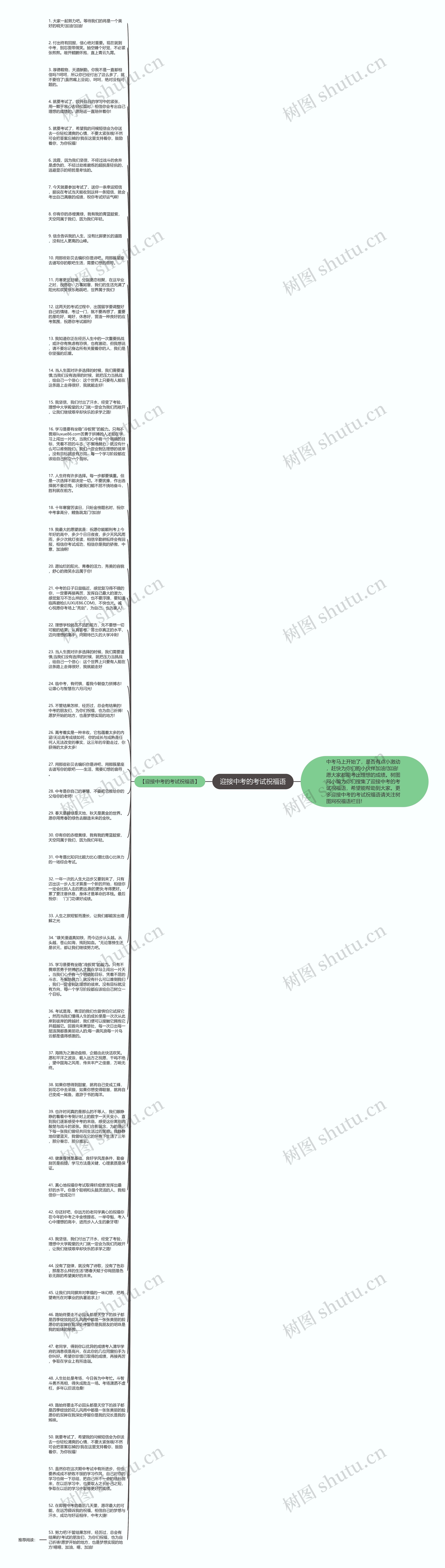 迎接中考的考试祝福语思维导图