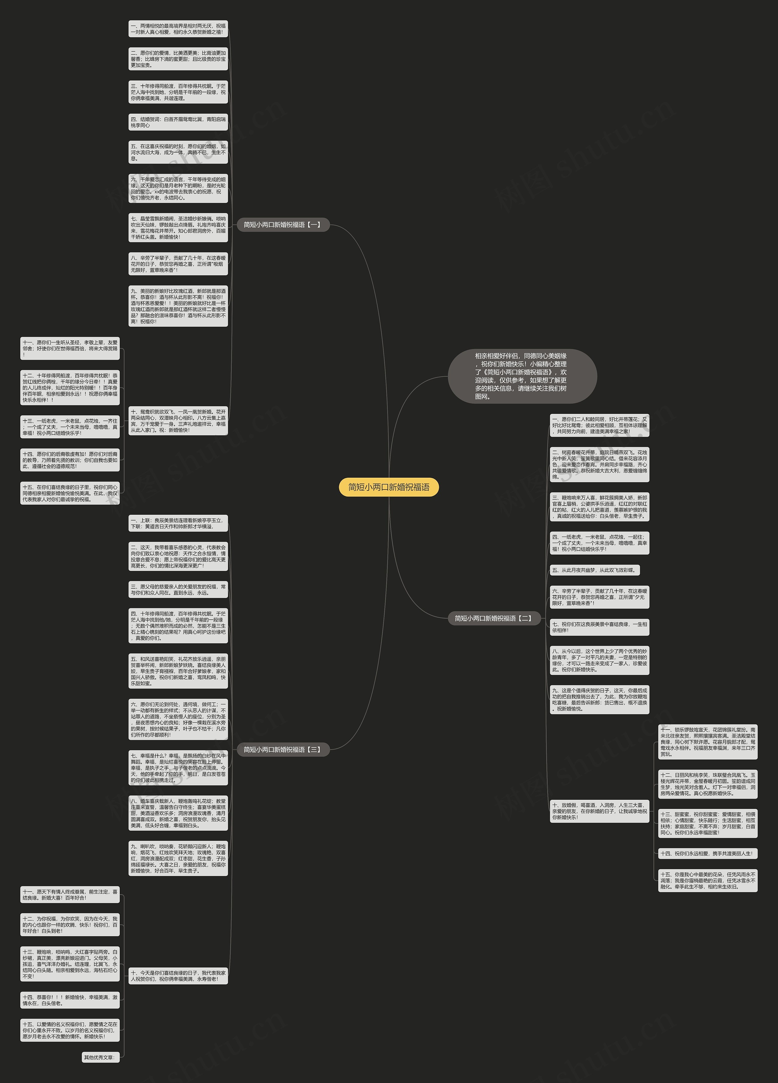简短小两口新婚祝福语思维导图