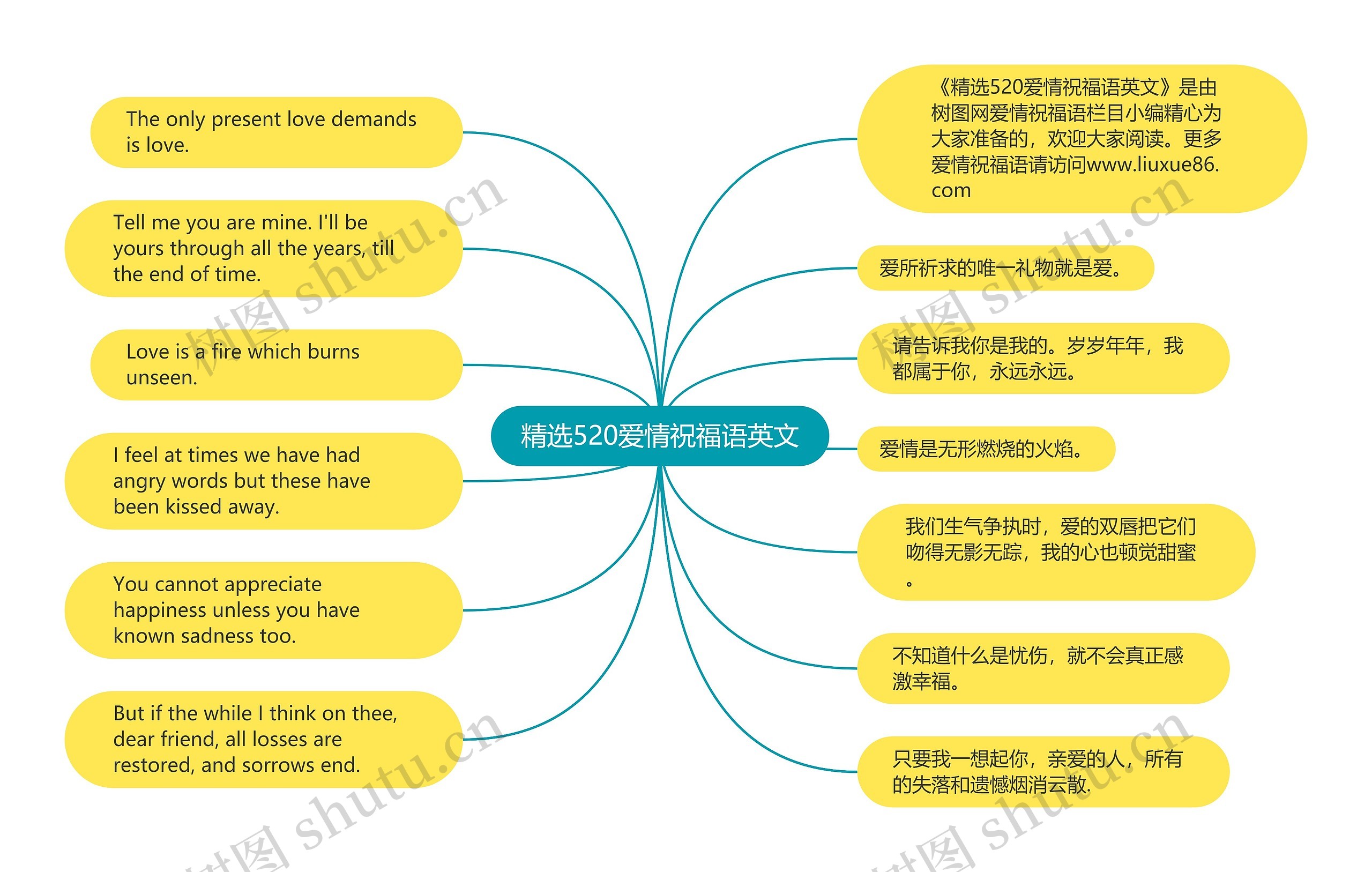 精选520爱情祝福语英文思维导图