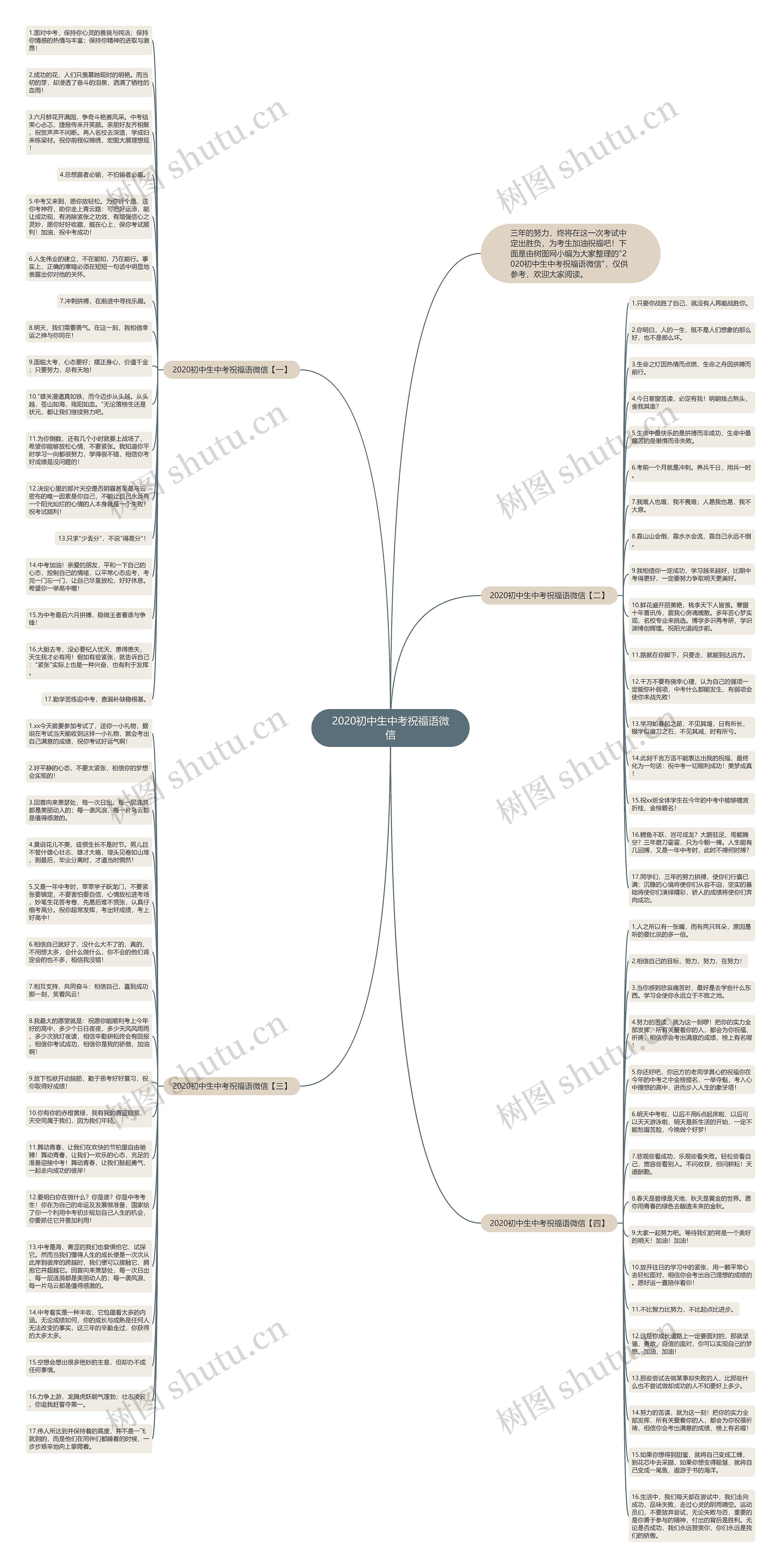 2020初中生中考祝福语微信思维导图