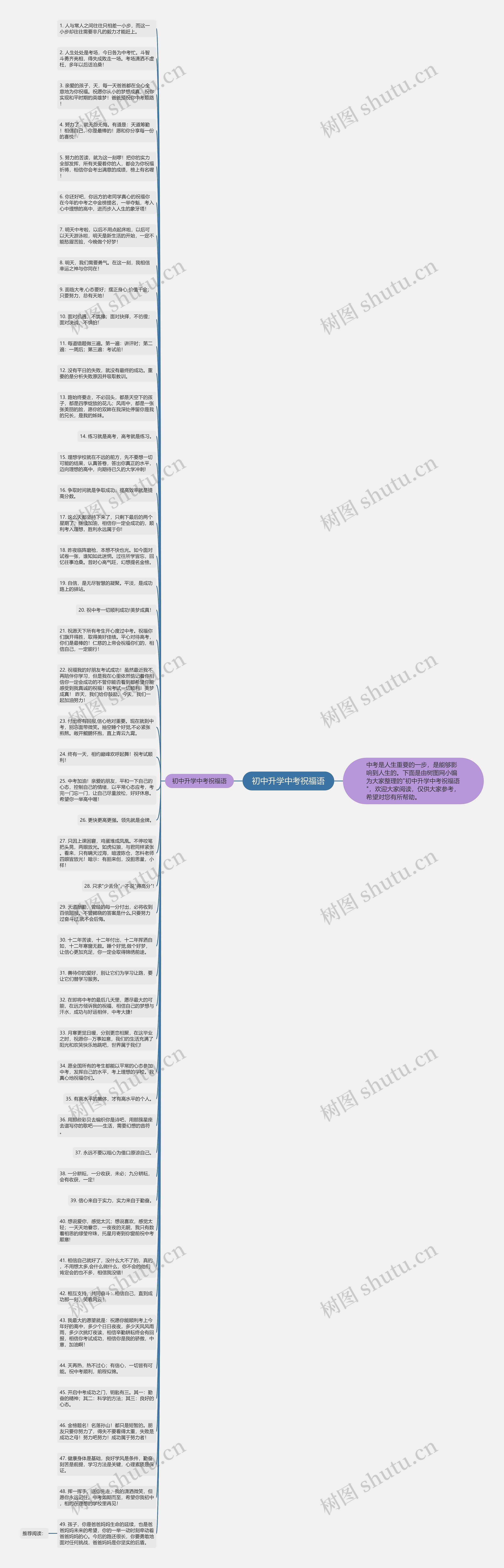 初中升学中考祝福语思维导图