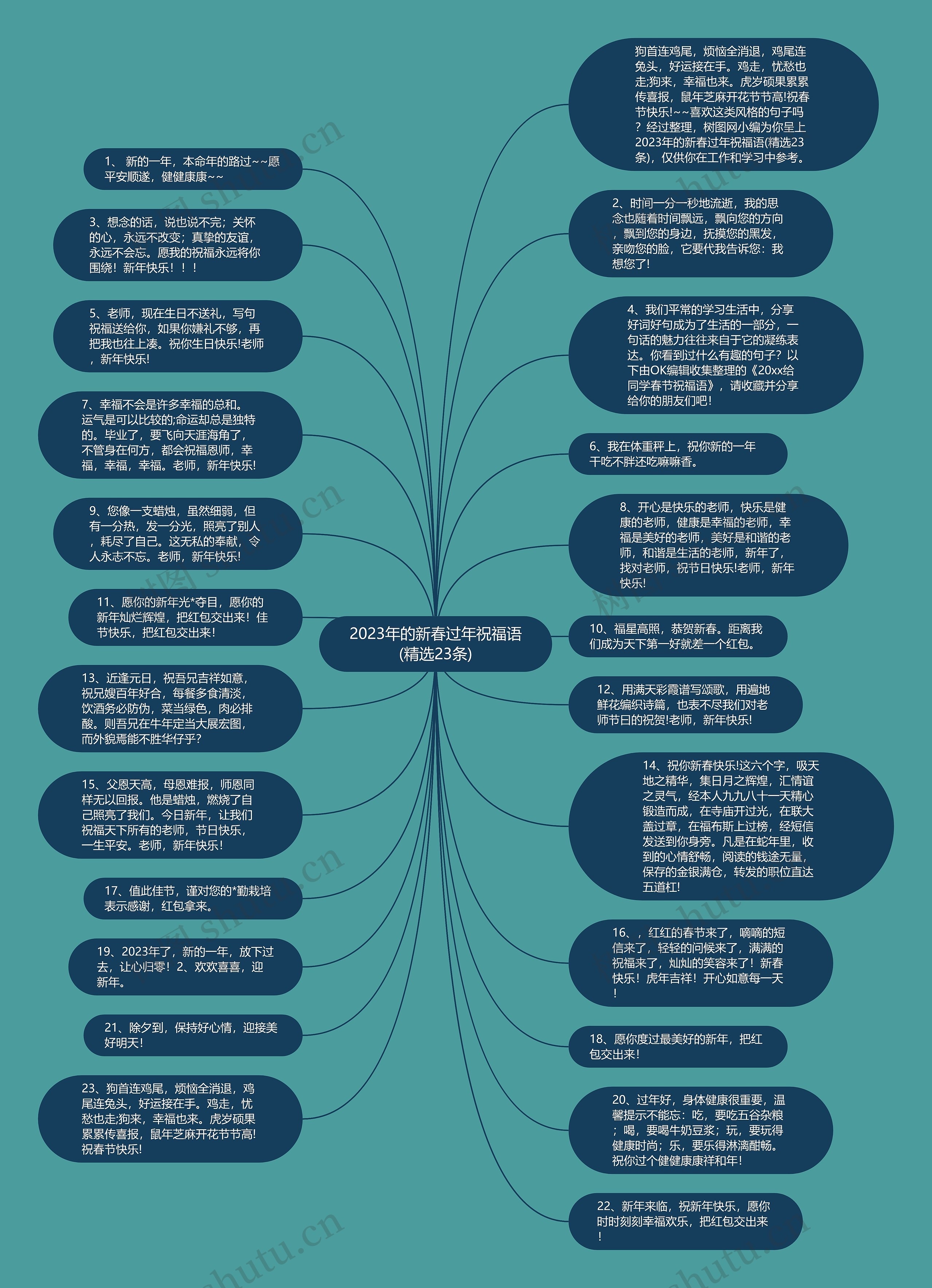 2023年的新春过年祝福语(精选23条)思维导图
