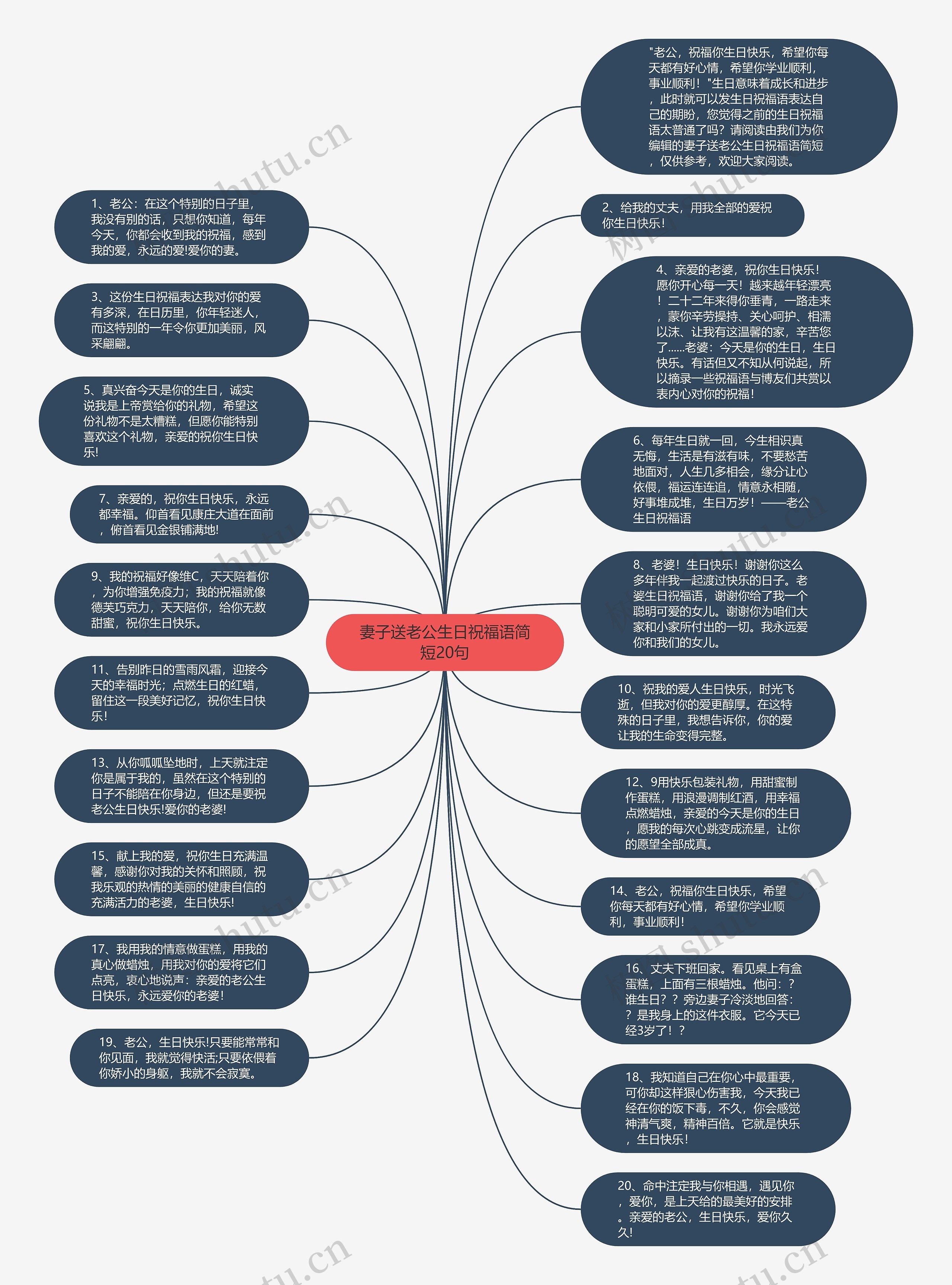 妻子送老公生日祝福语简短20句思维导图