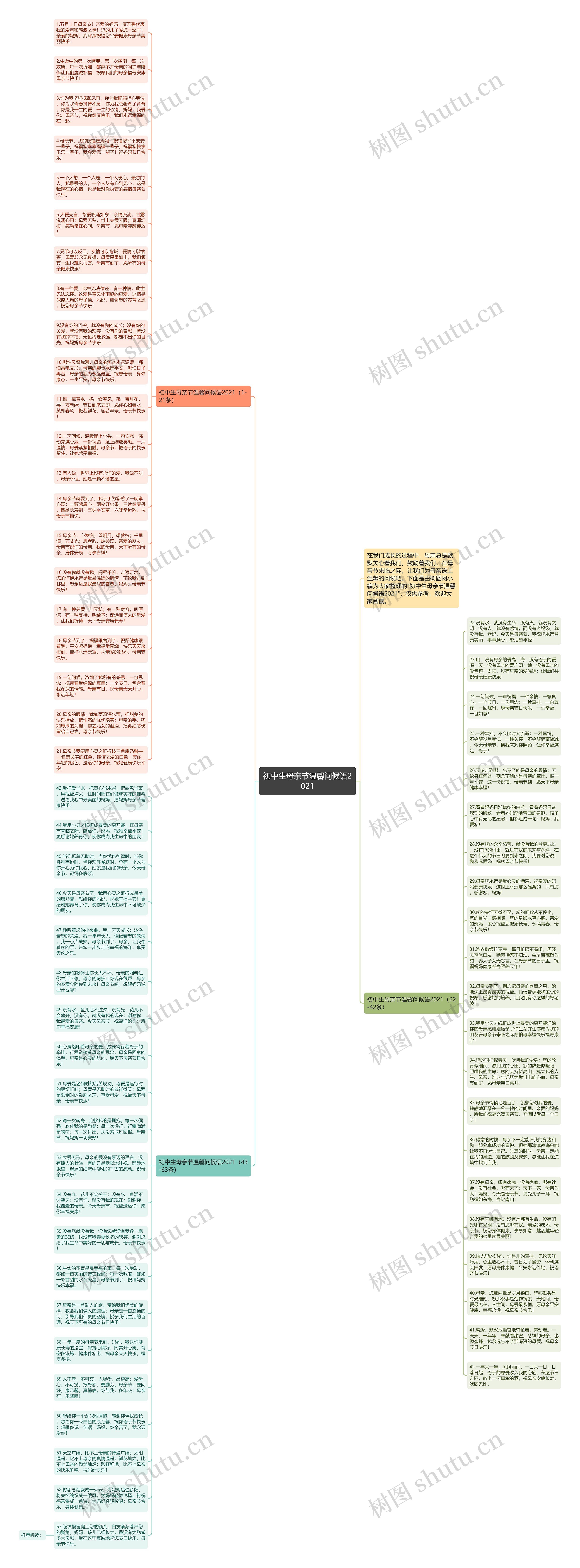 初中生母亲节温馨问候语2021思维导图