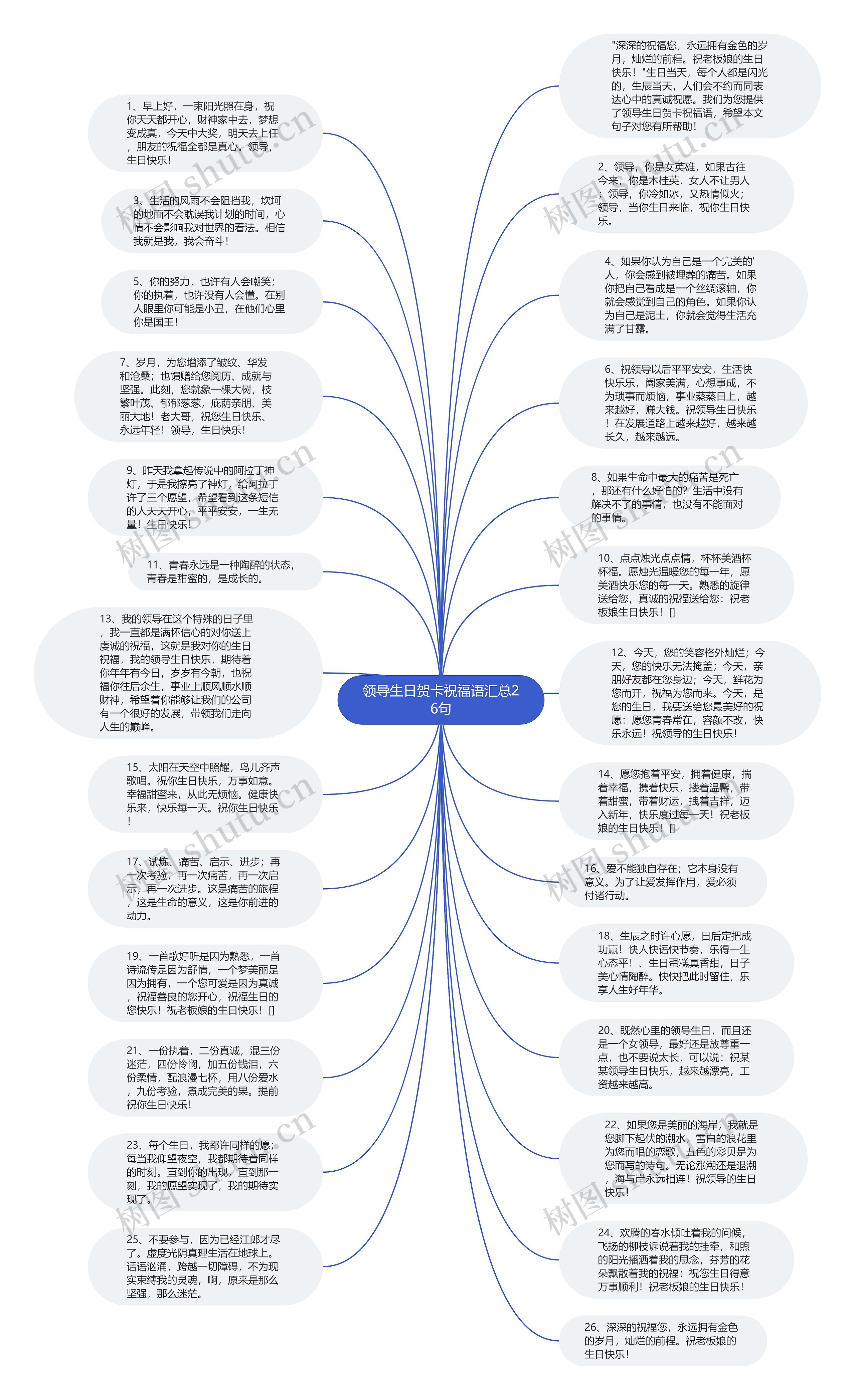 领导生日贺卡祝福语汇总26句思维导图