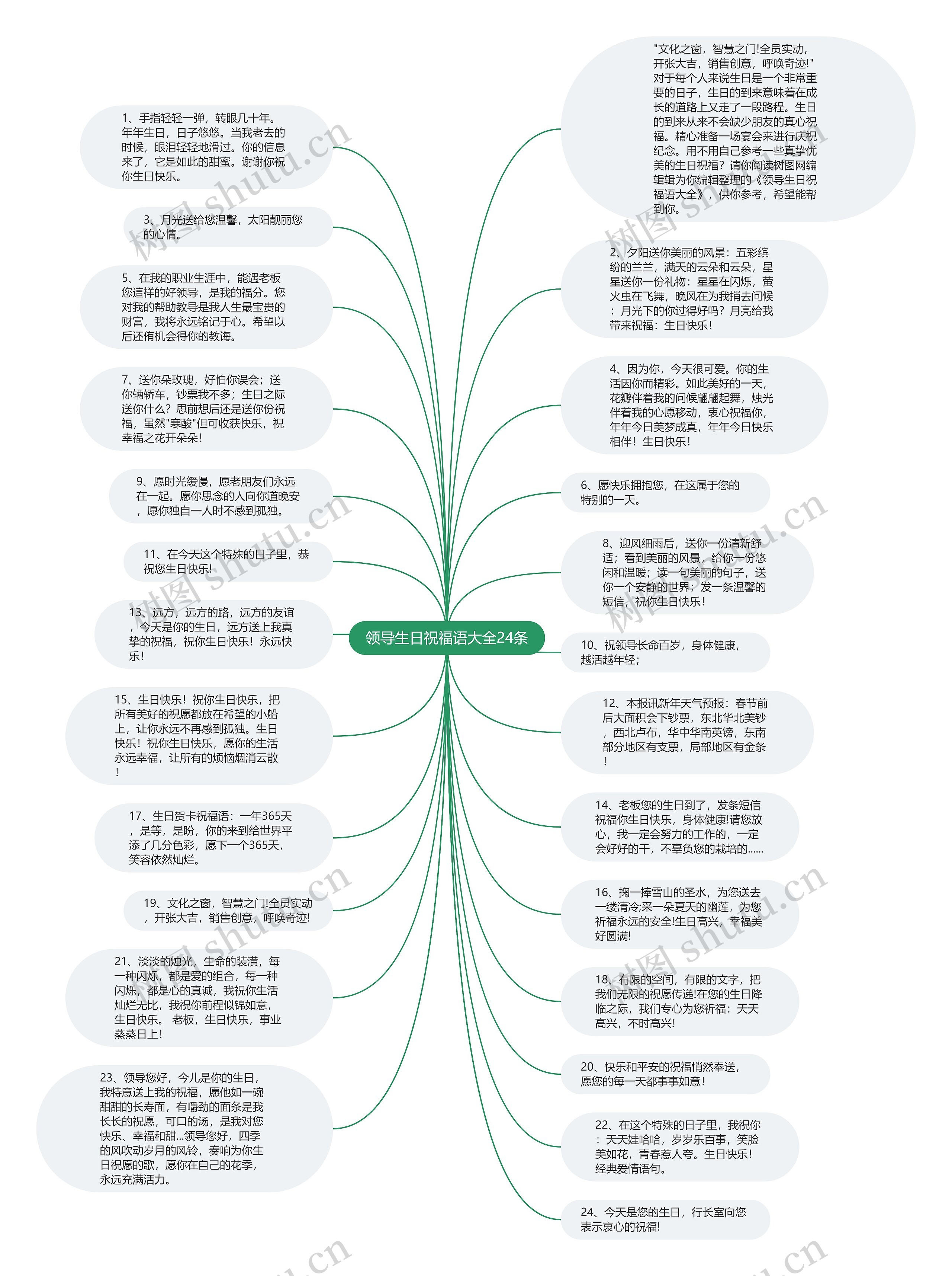 领导生日祝福语大全24条思维导图
