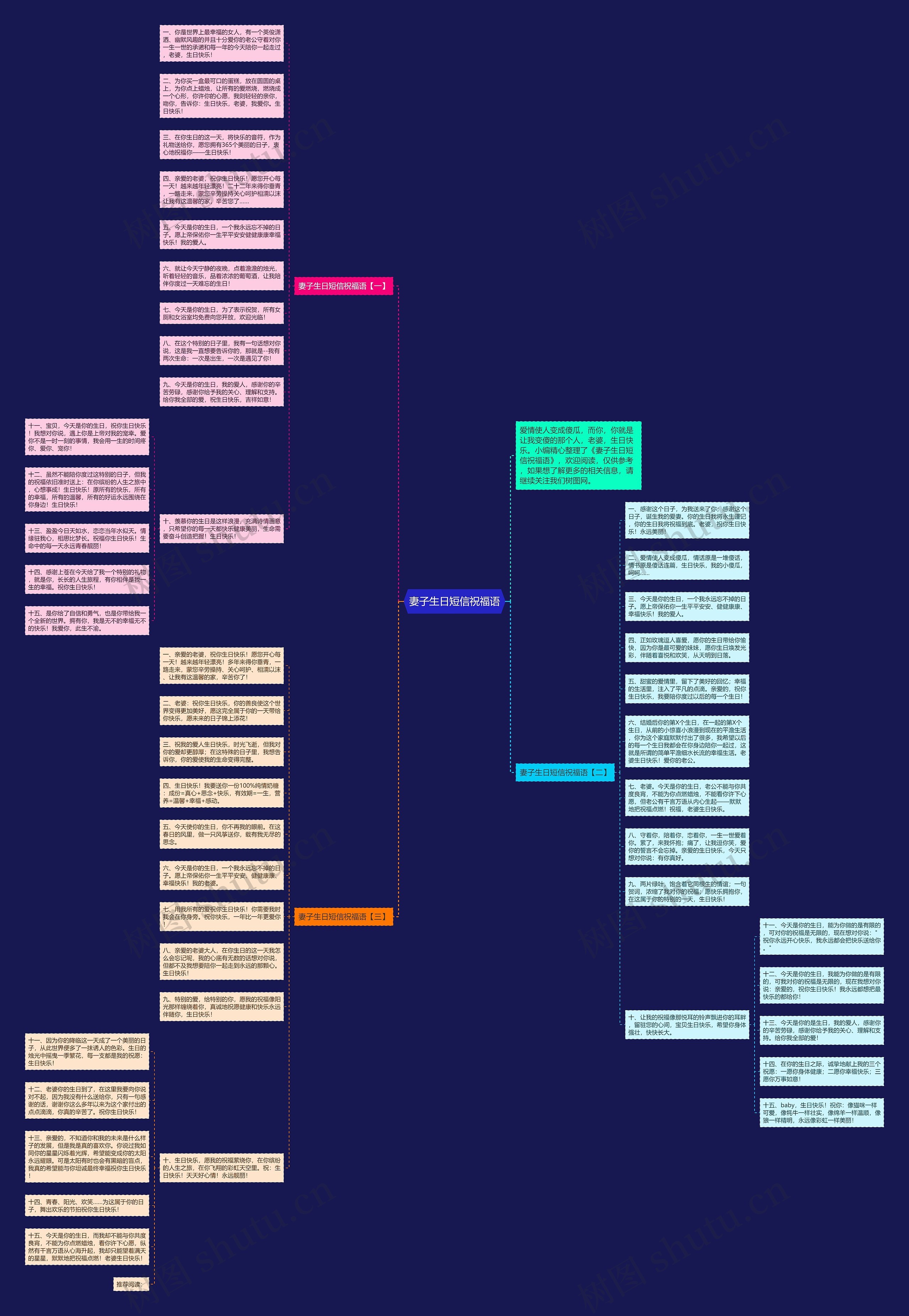 妻子生日短信祝福语思维导图