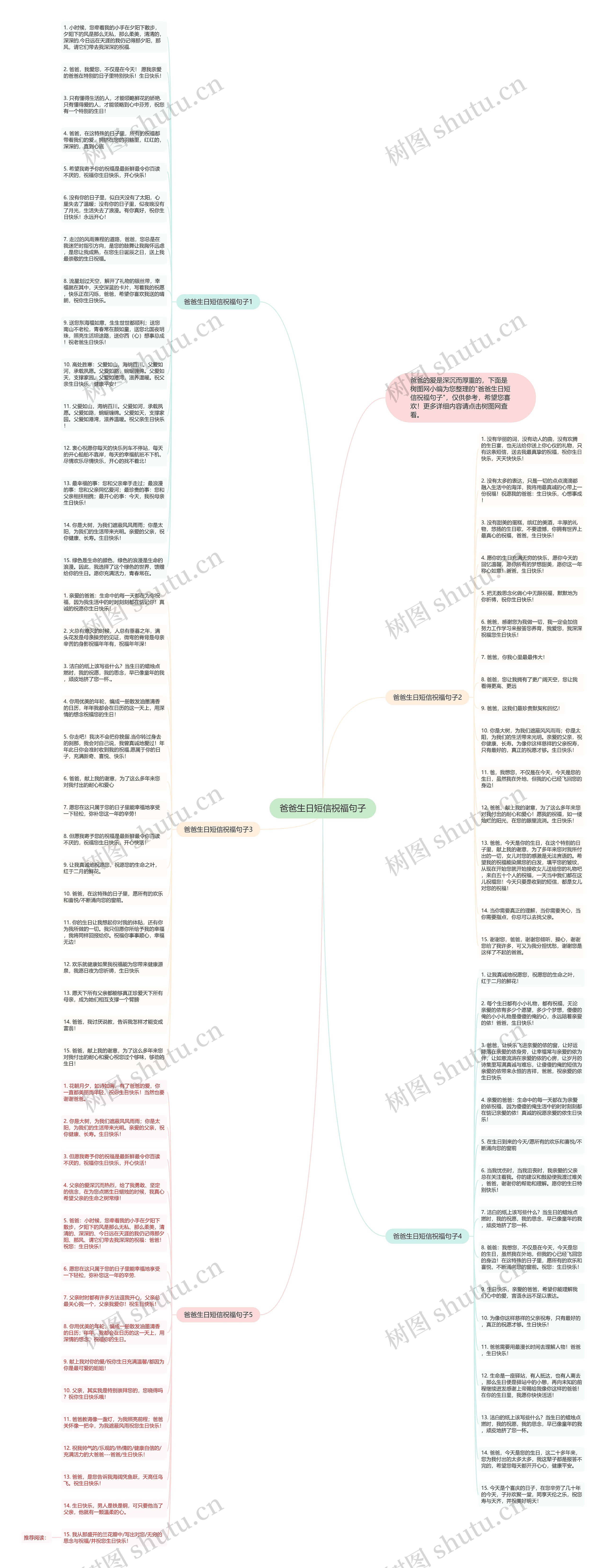 爸爸生日短信祝福句子思维导图