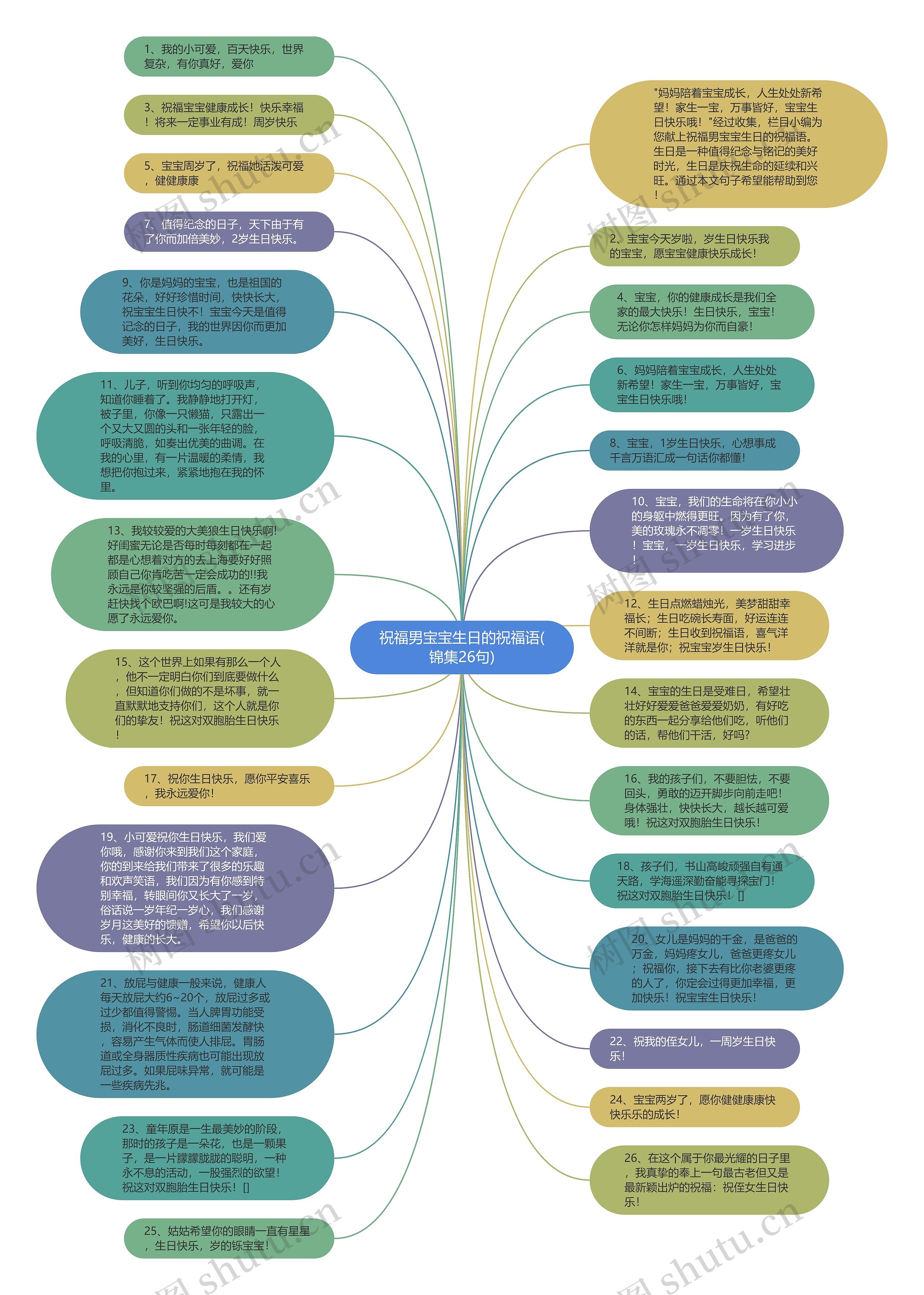 祝福男宝宝生日的祝福语(锦集26句)思维导图