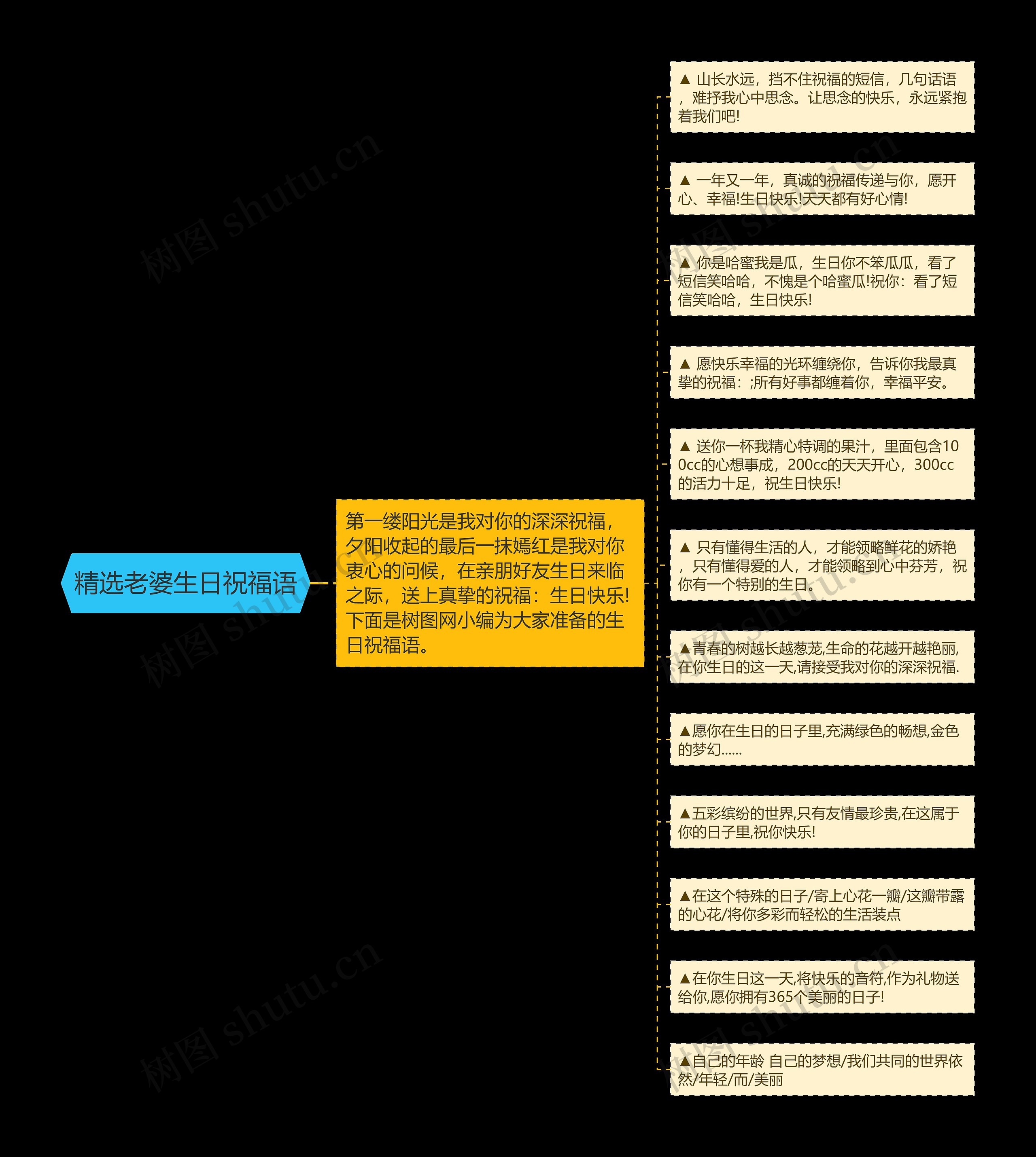 精选老婆生日祝福语思维导图