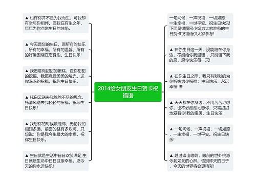 2014给女朋友生日贺卡祝福语思维导图