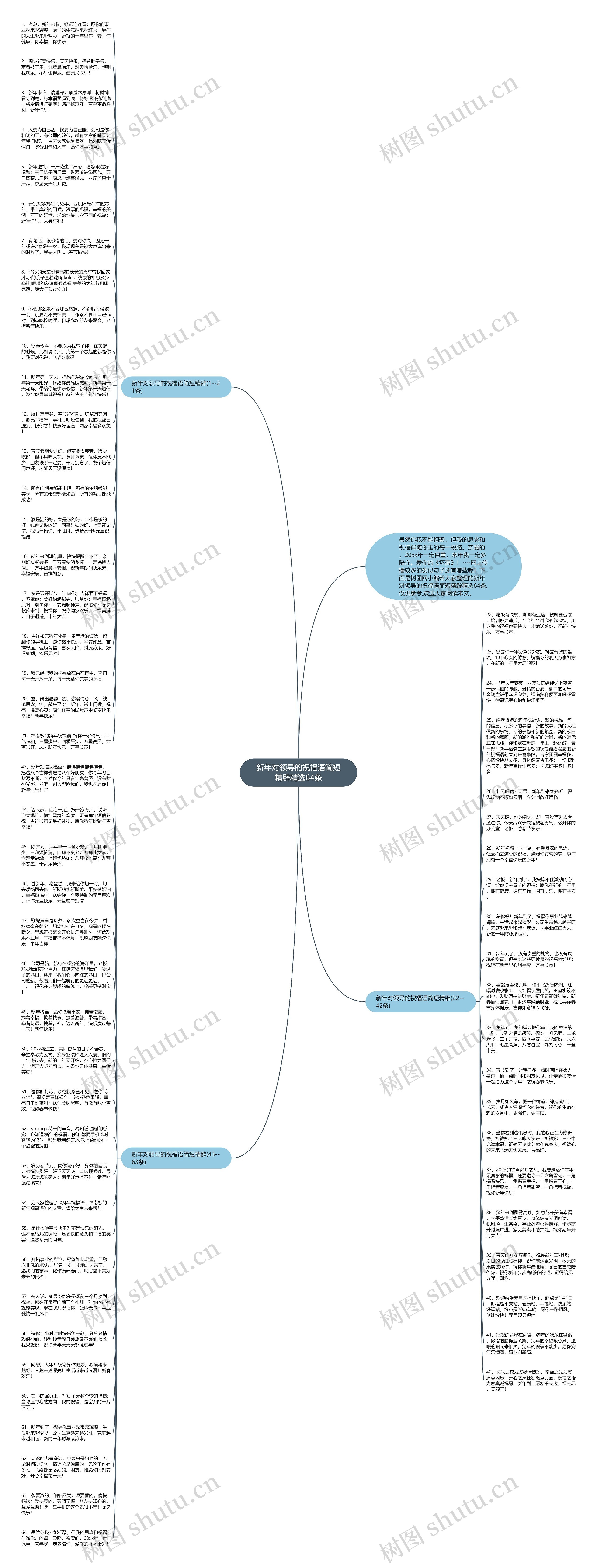 新年对领导的祝福语简短精辟精选64条思维导图